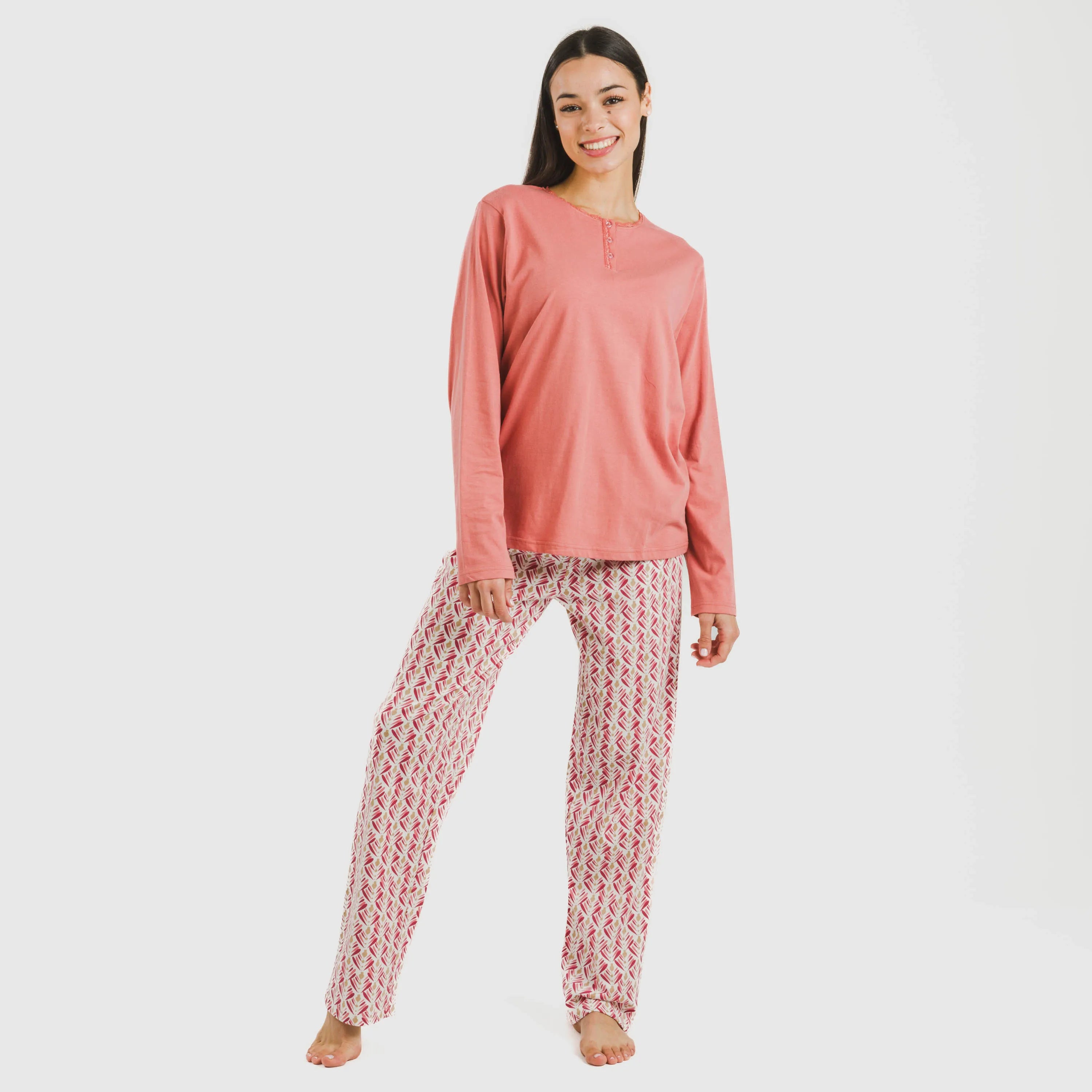 Pijama largo algodón Eurico marsala