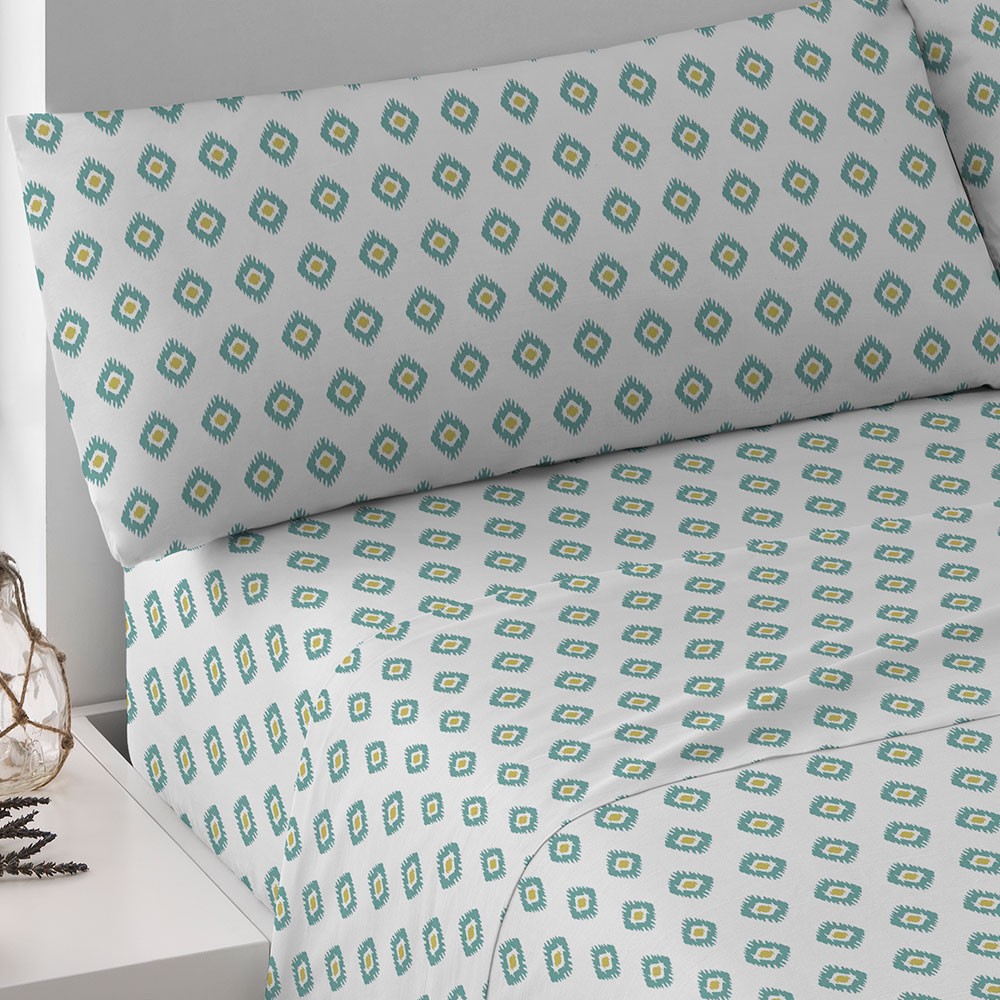 Jogo de lençóis de algodão Joy azul-turquesa