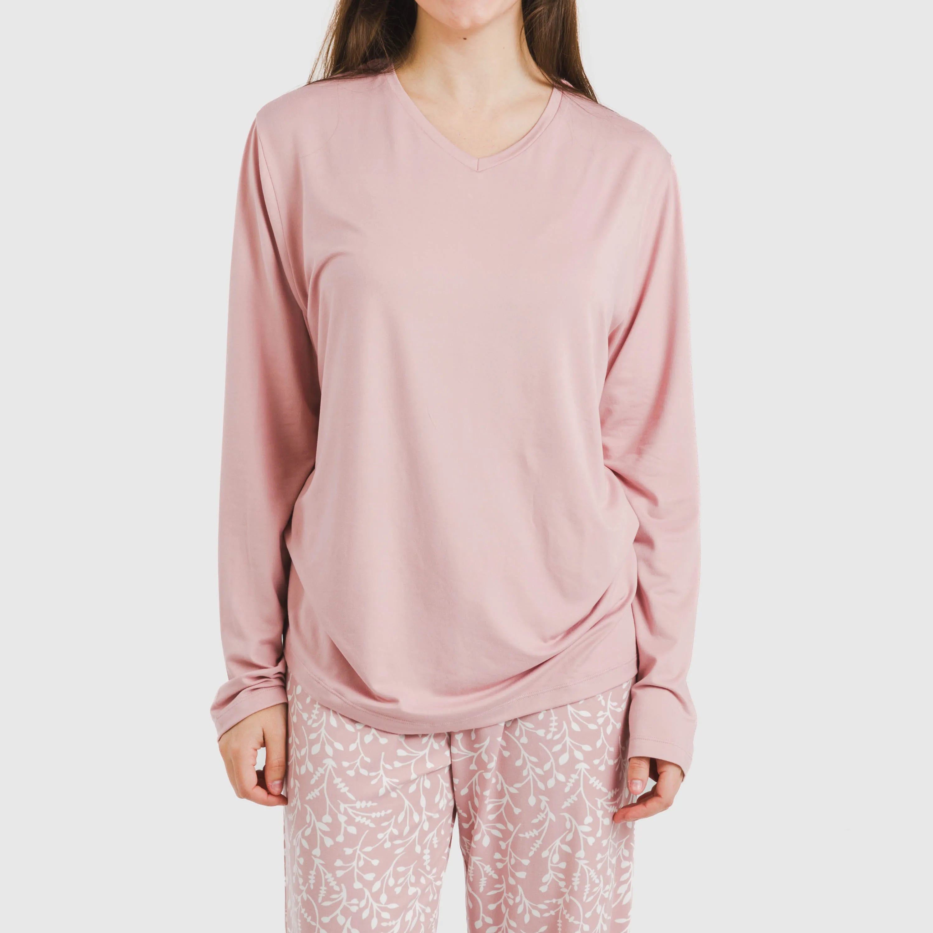 Pijama longo rosa claro feminino Lauri