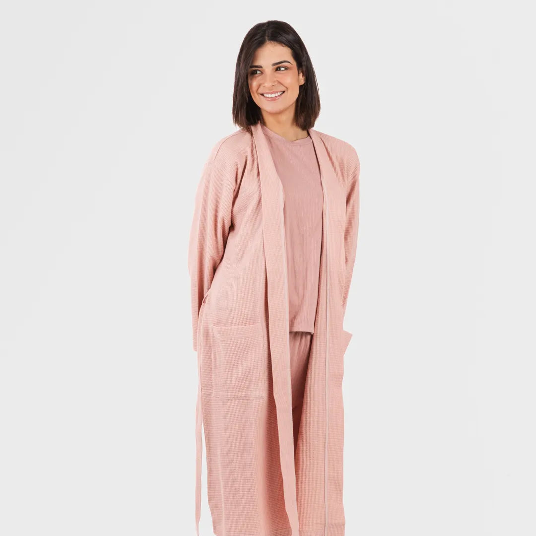 roupão liso com estampa de waffle