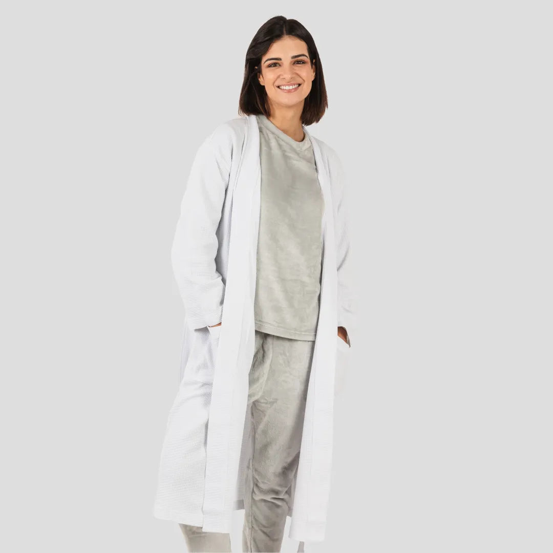 roupão liso com estampa de waffle