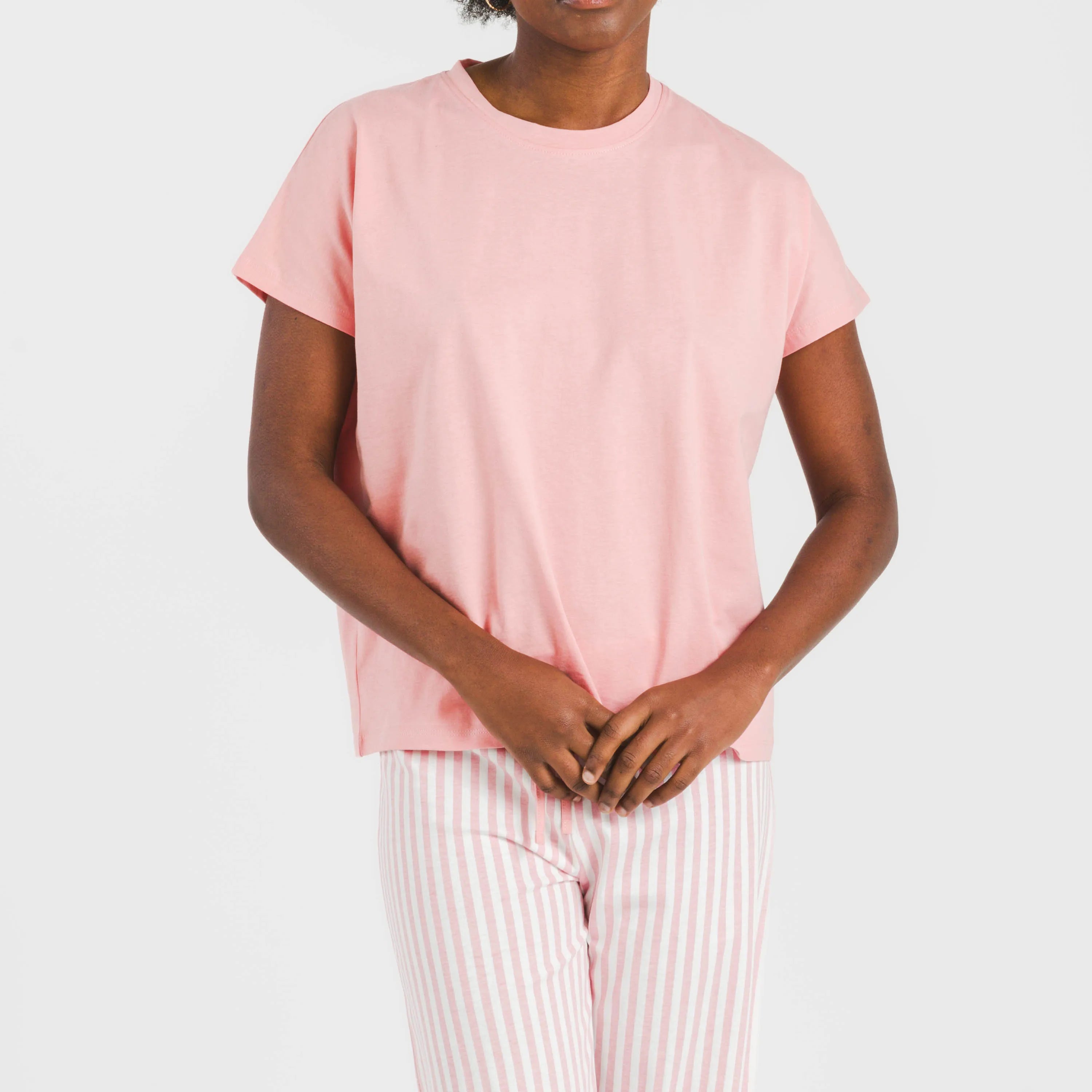 Pijama largo algodón mujer manga fluida Raya Kodac marsala