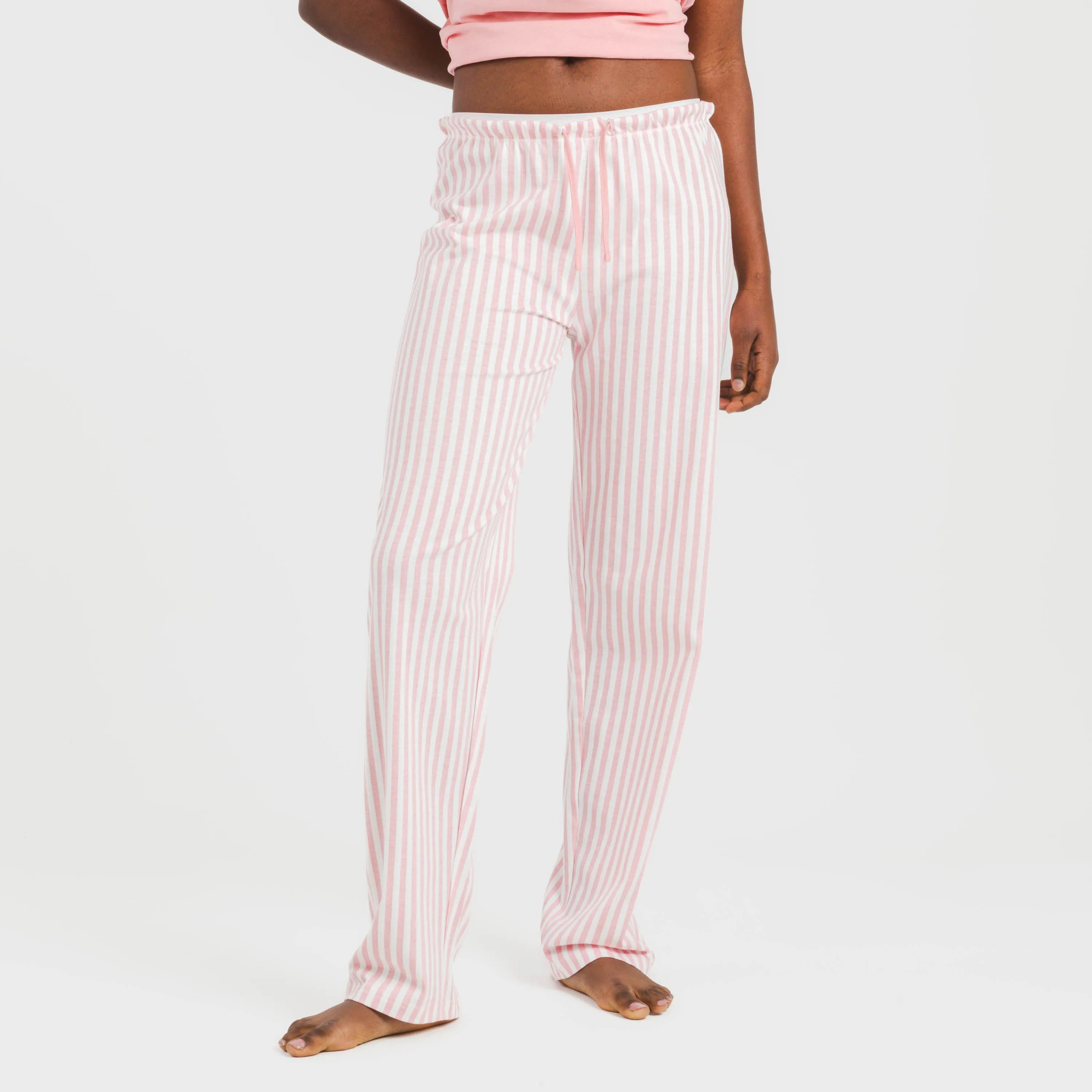 Pijama largo algodón mujer manga fluida Raya Kodac marsala