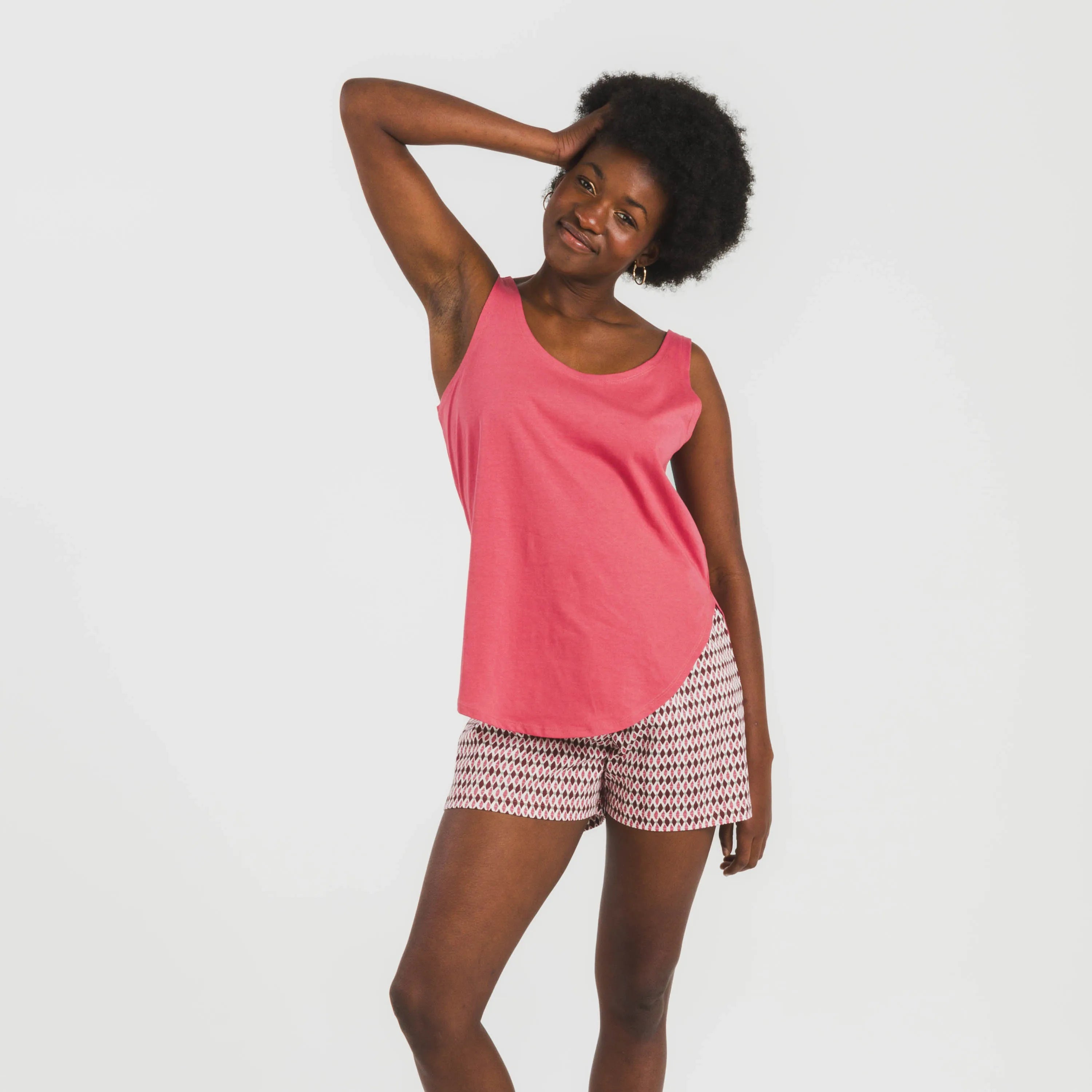 Pijama curto de algodão rosa Jannat