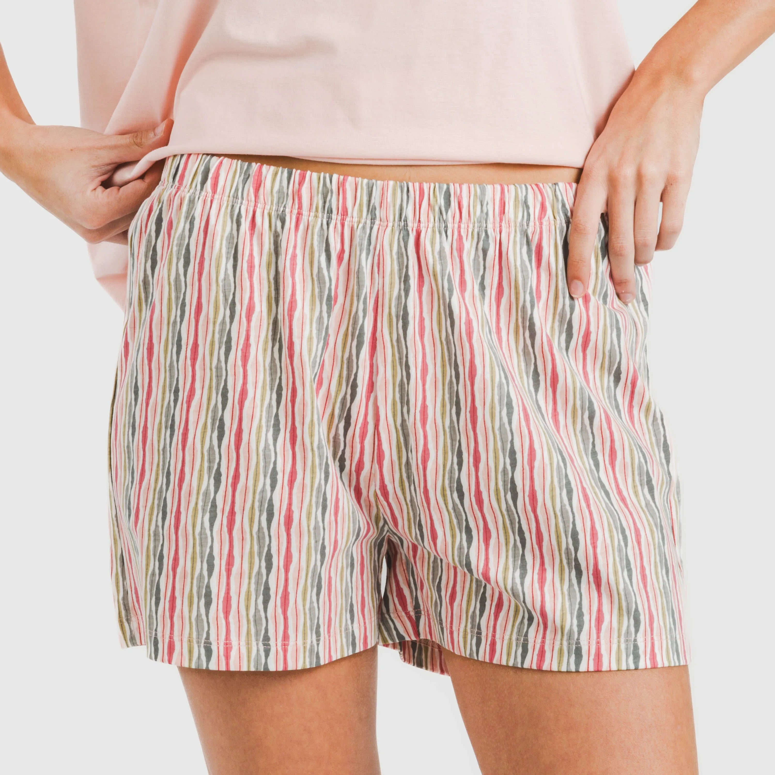 Pijama feminino Villa Rosa de algodão fluido com mangas curtas