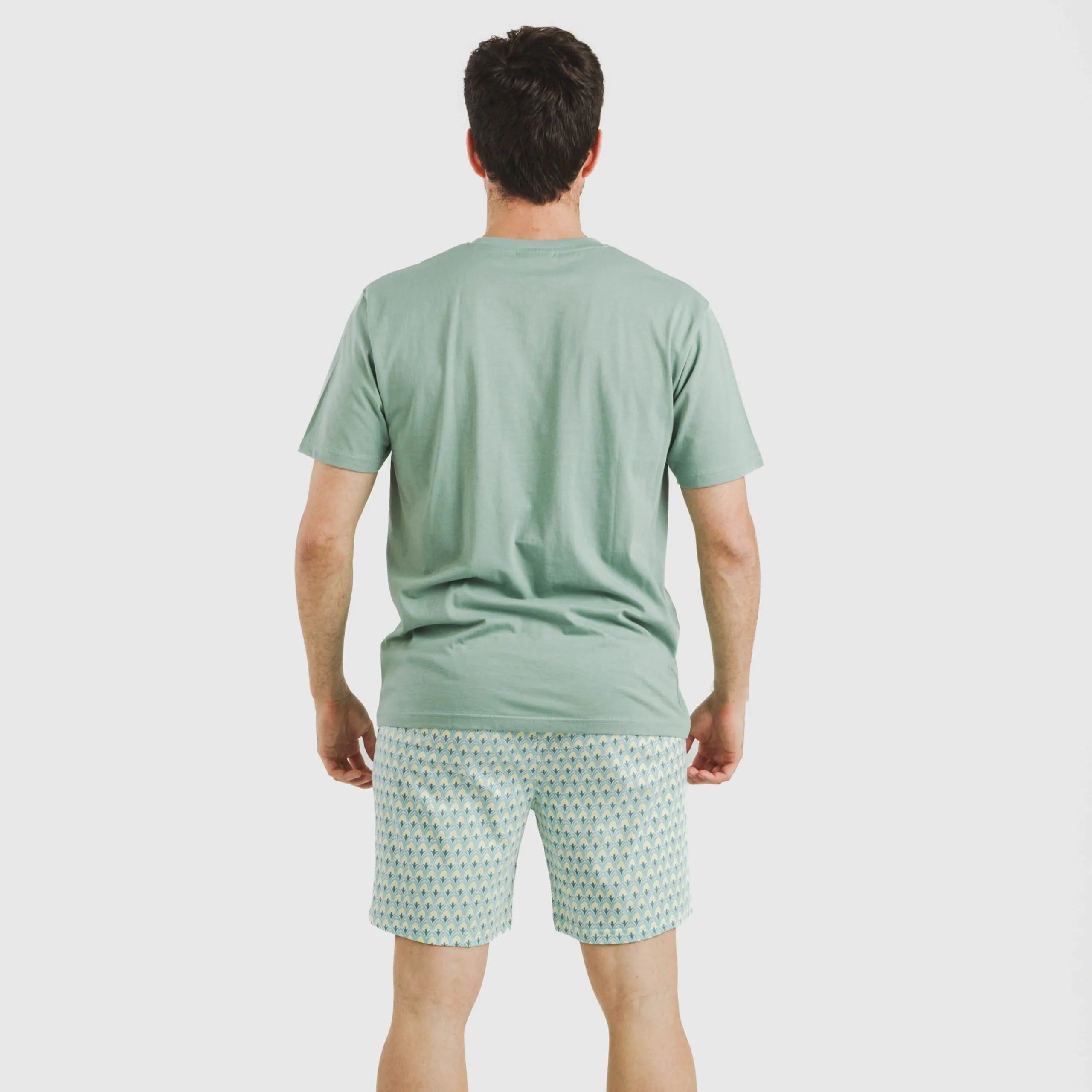 Pijama curto masculino de algodão, verde Olympus francês
