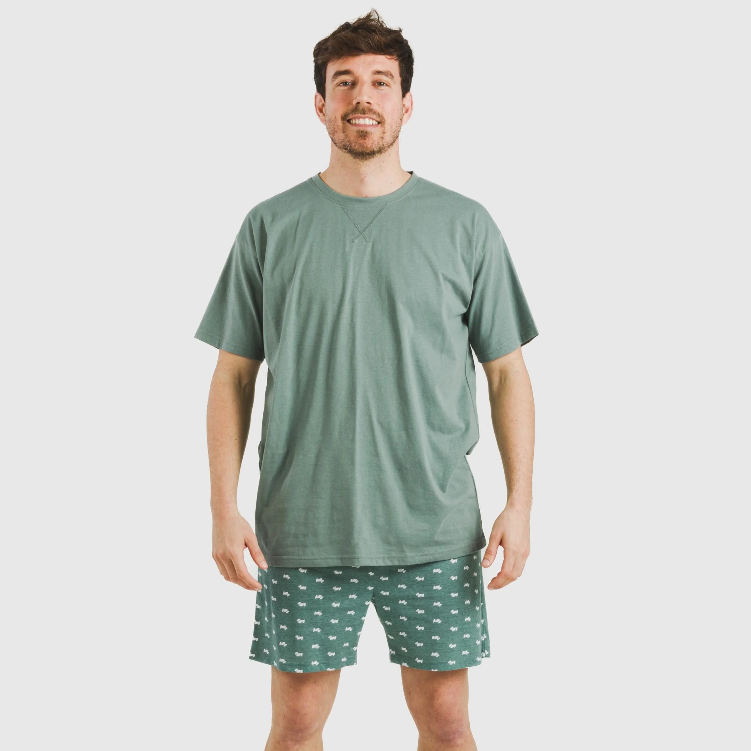 Pijama curto masculino Dawin em algodão verde