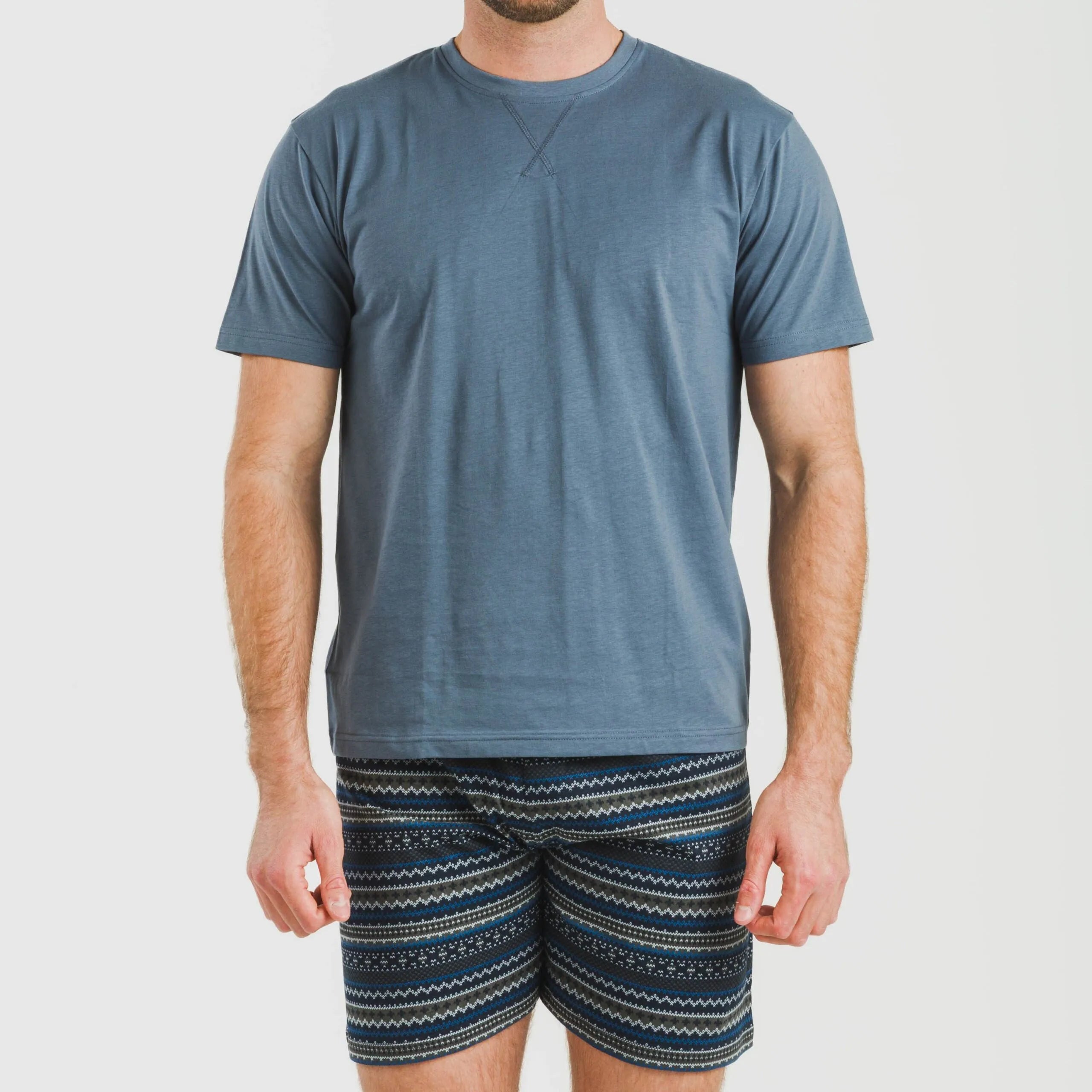 Pijama curto masculino Evelio em algodão azul marinho