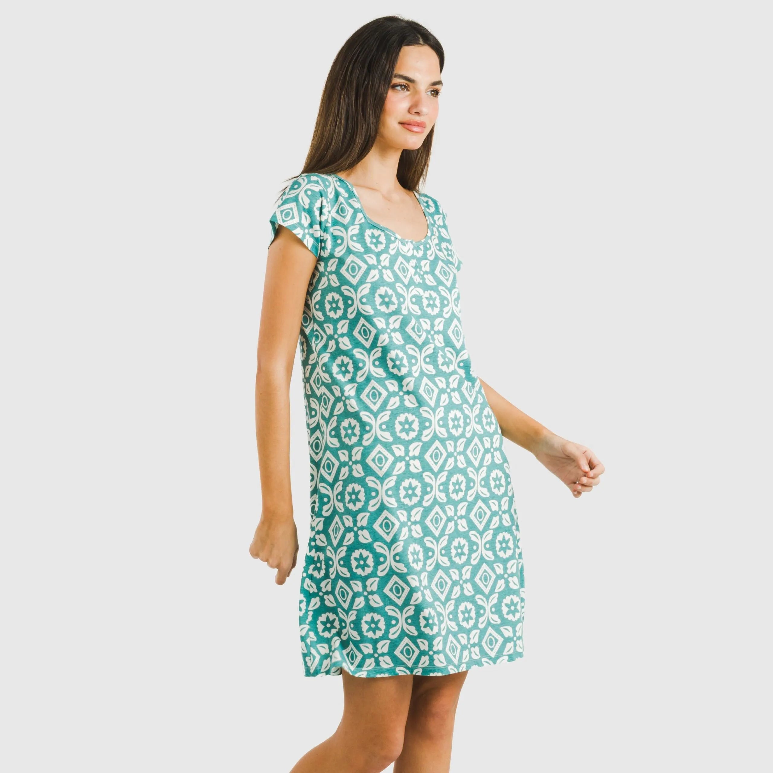 Blusa Eugenia de algodão, azul-turquesa