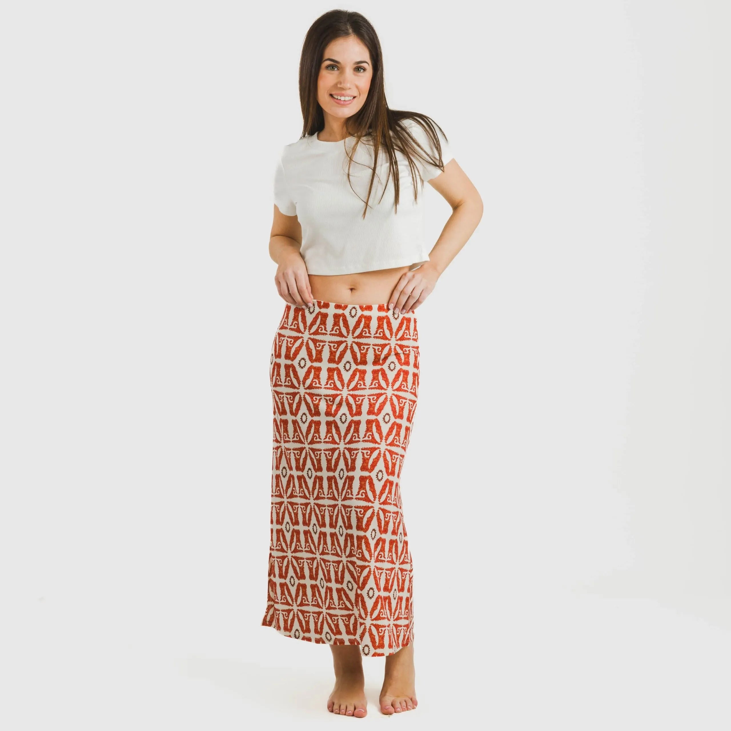 Falda midi soft Catania teja