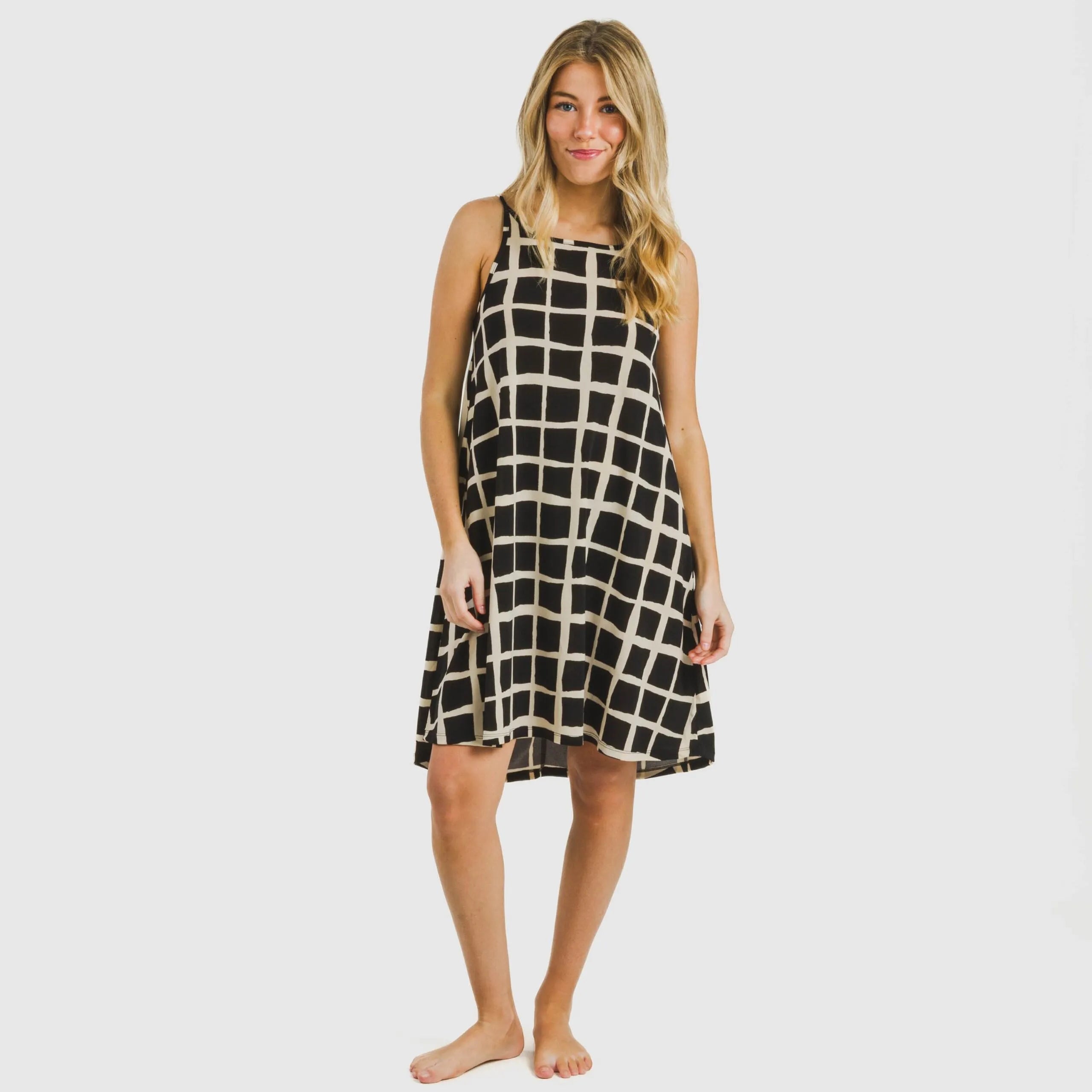 Vestido curto tomara que caia Naroa em crepe bege - preto