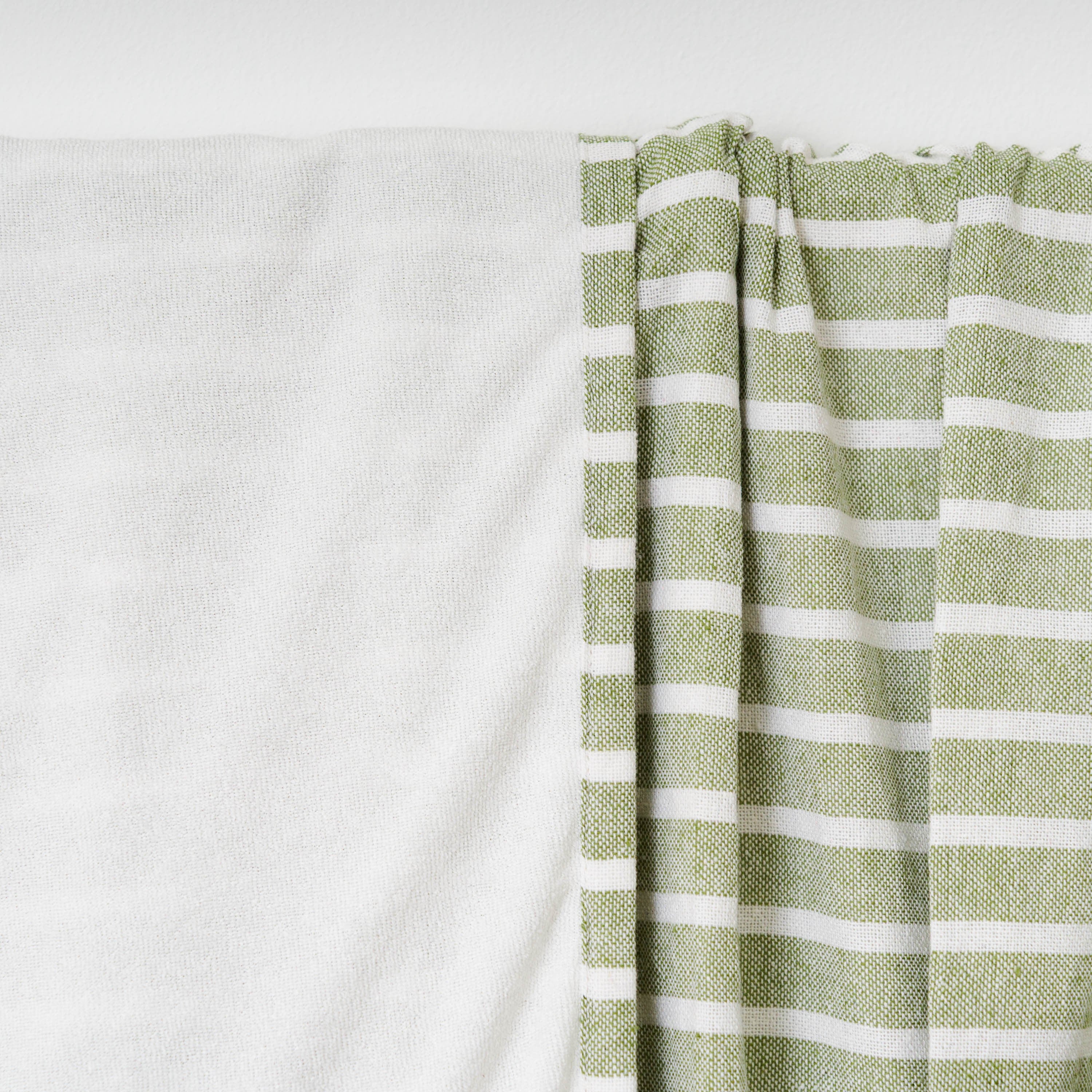 Conjunto de toalha pareô + bolsa de algodão listrada