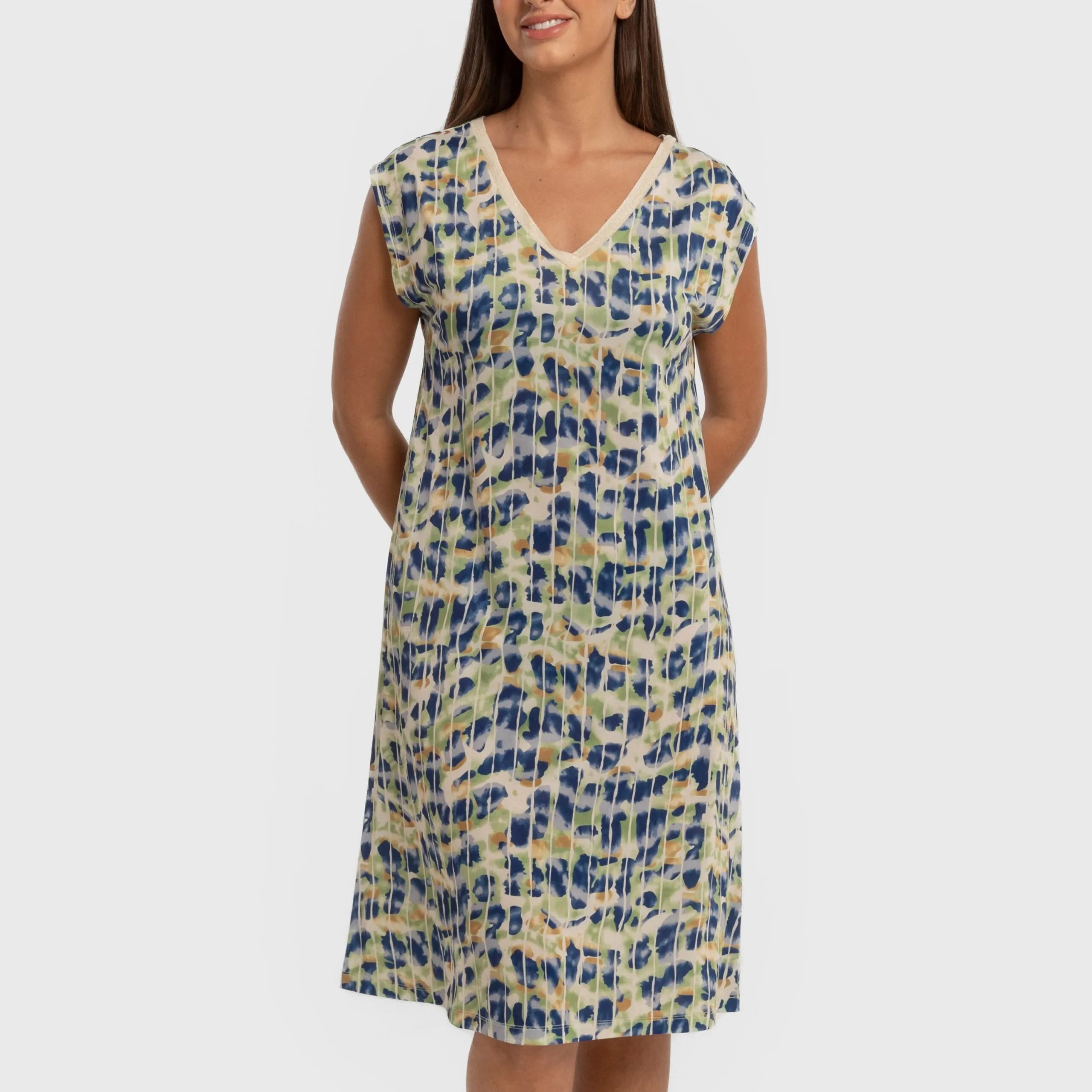 Vestido curto azul Missouri de mangas macias