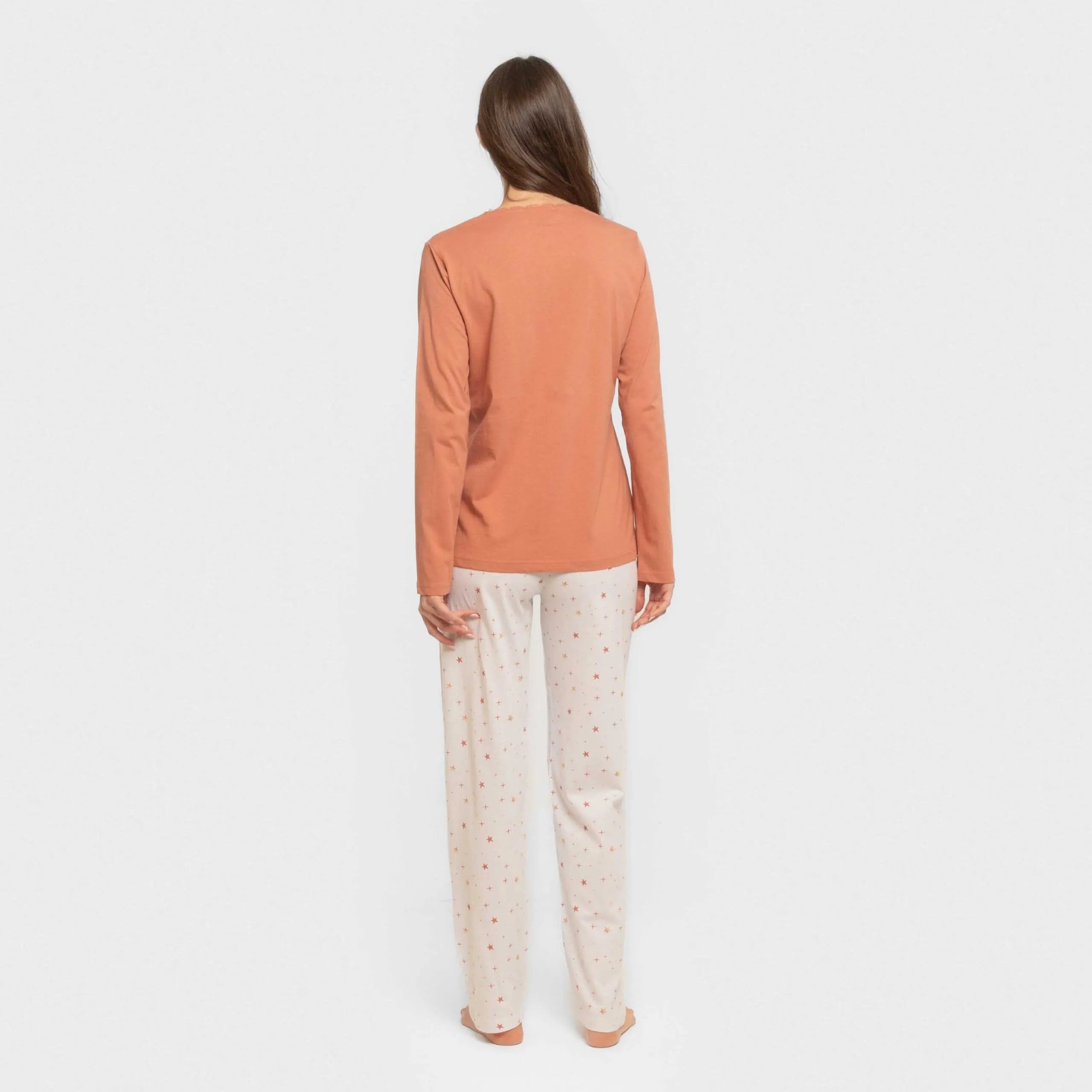 Pijama largo algodón Condy ocre - caldera