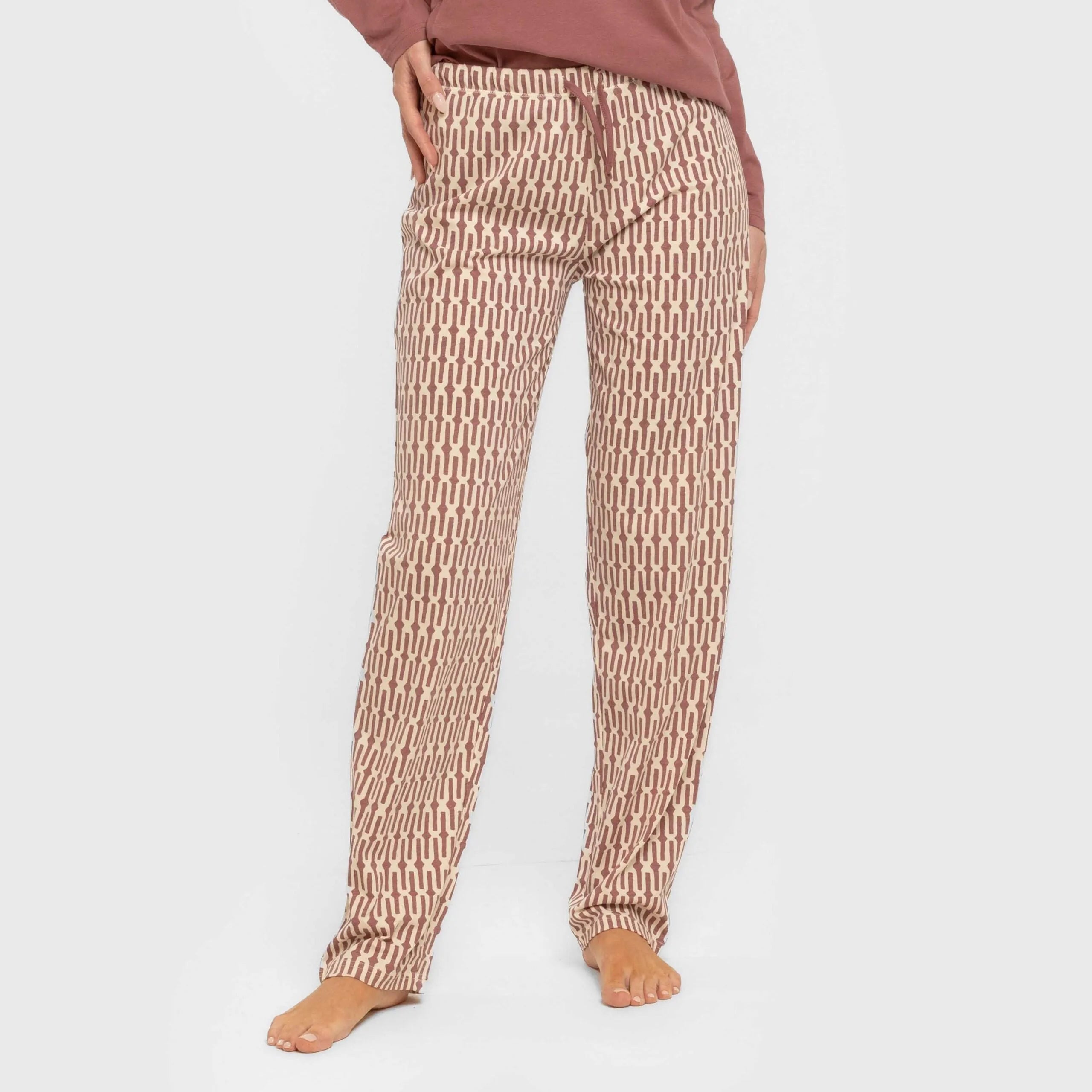 Pijama largo algodón Eucalipto malva rosa