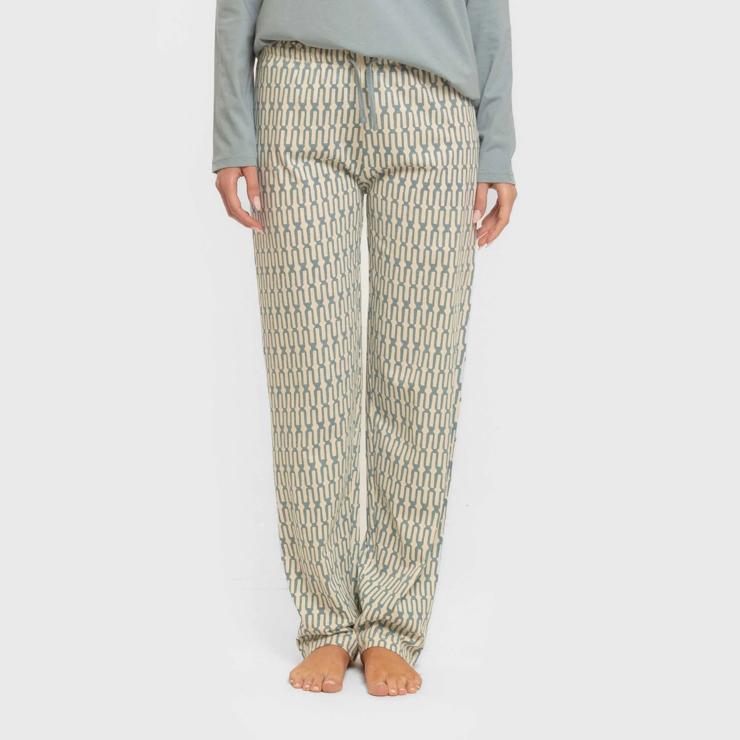 pijama comprido azul claro de algodão com eucalipto