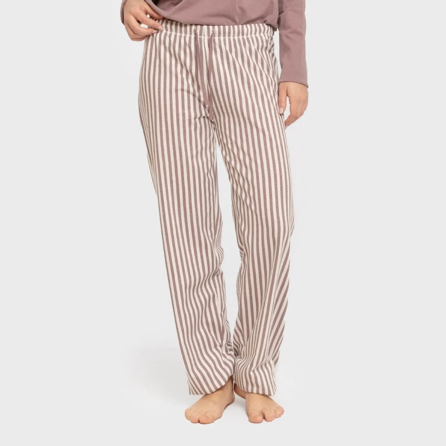 Pijama comprido de algodão, listrado Kodac, berinjela, seco