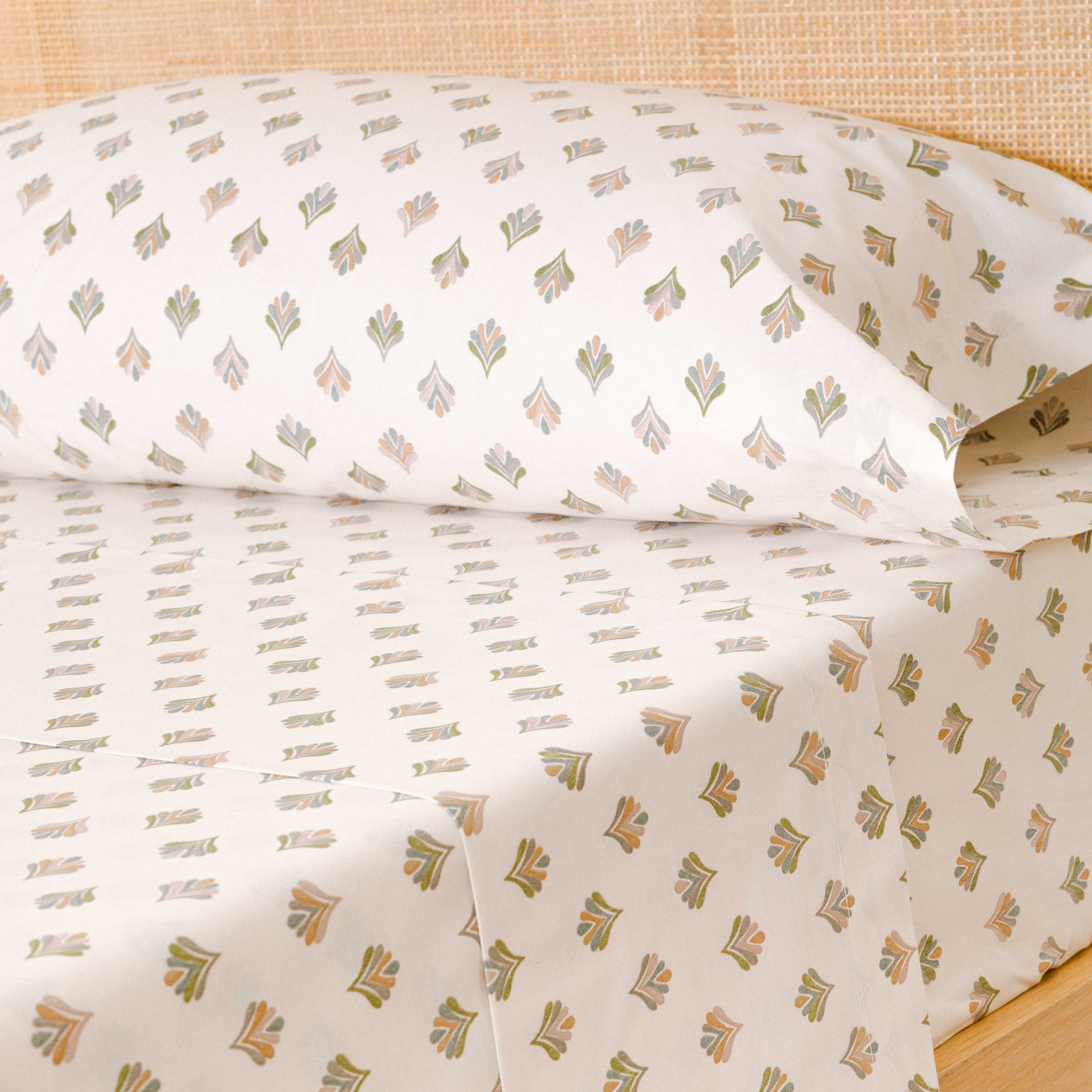 Conjunto de lençóis de algodão verde Alhambra