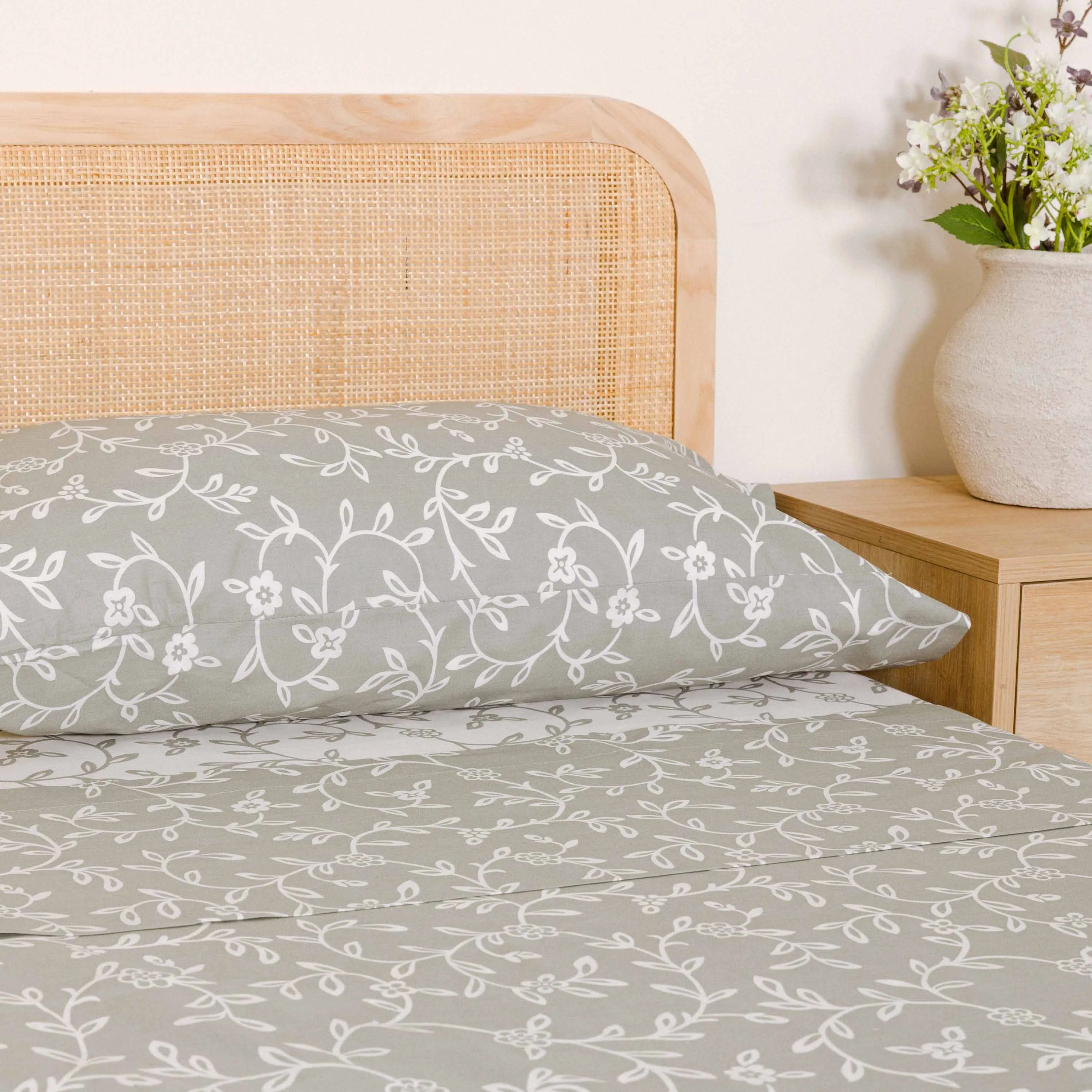 Jogo de lençóis algodão Acamia verde seco