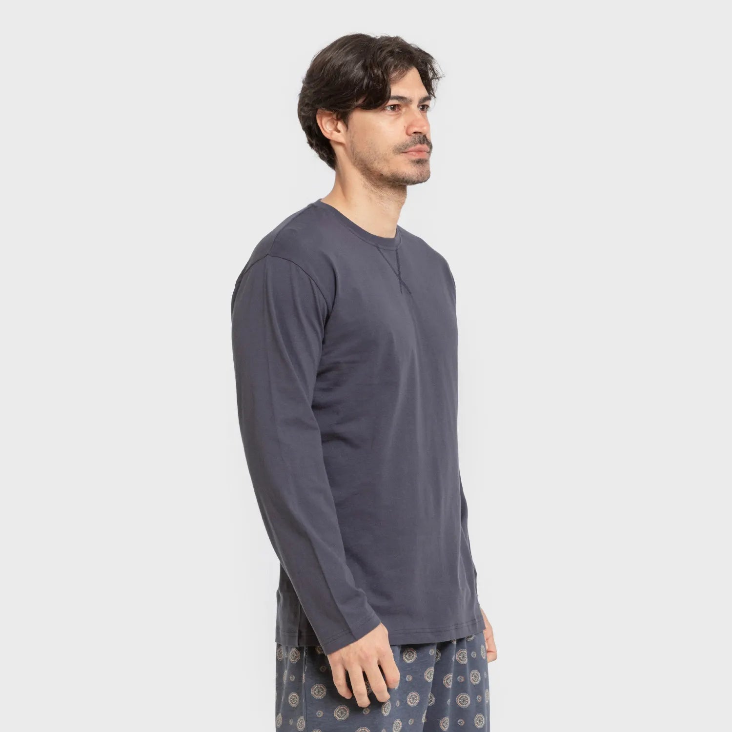 Pijama longo de algodão masculino Juanlu, azul