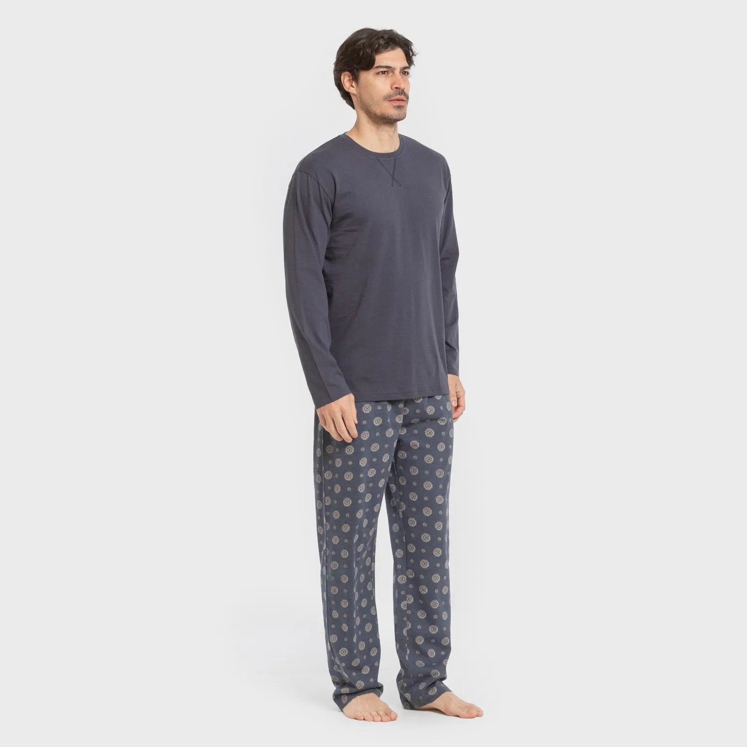 Pijama longo de algodão masculino Juanlu, azul