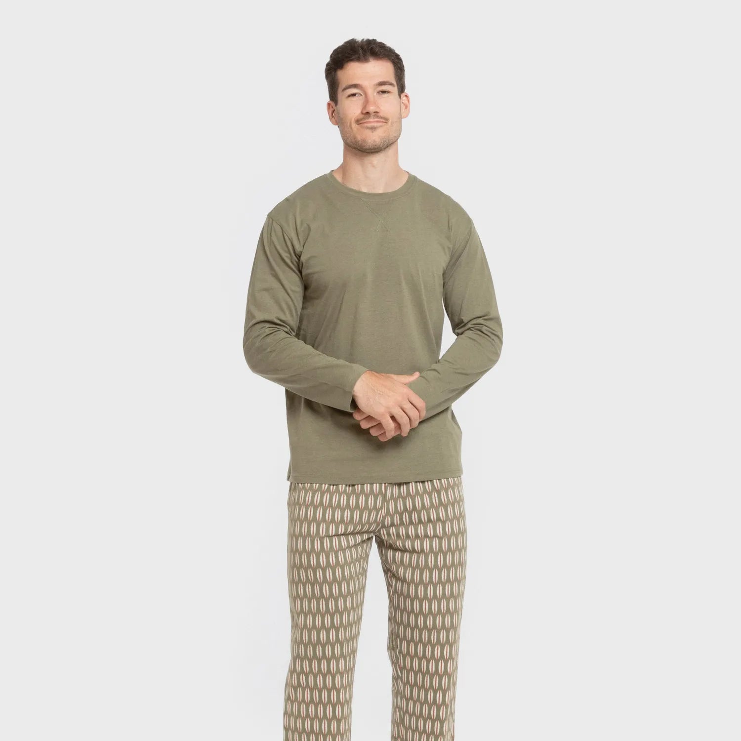 Pijama comprido masculino Arpani, verde, em algodão.