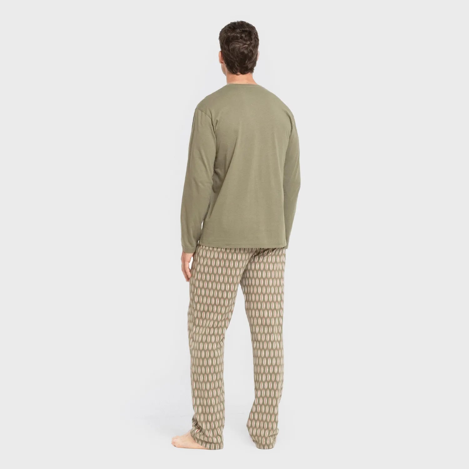 Pijama comprido masculino Arpani, verde, em algodão.
