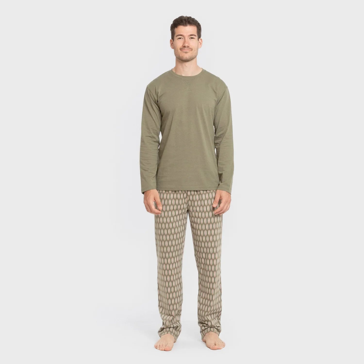 Pijama comprido masculino Arpani, verde, em algodão.