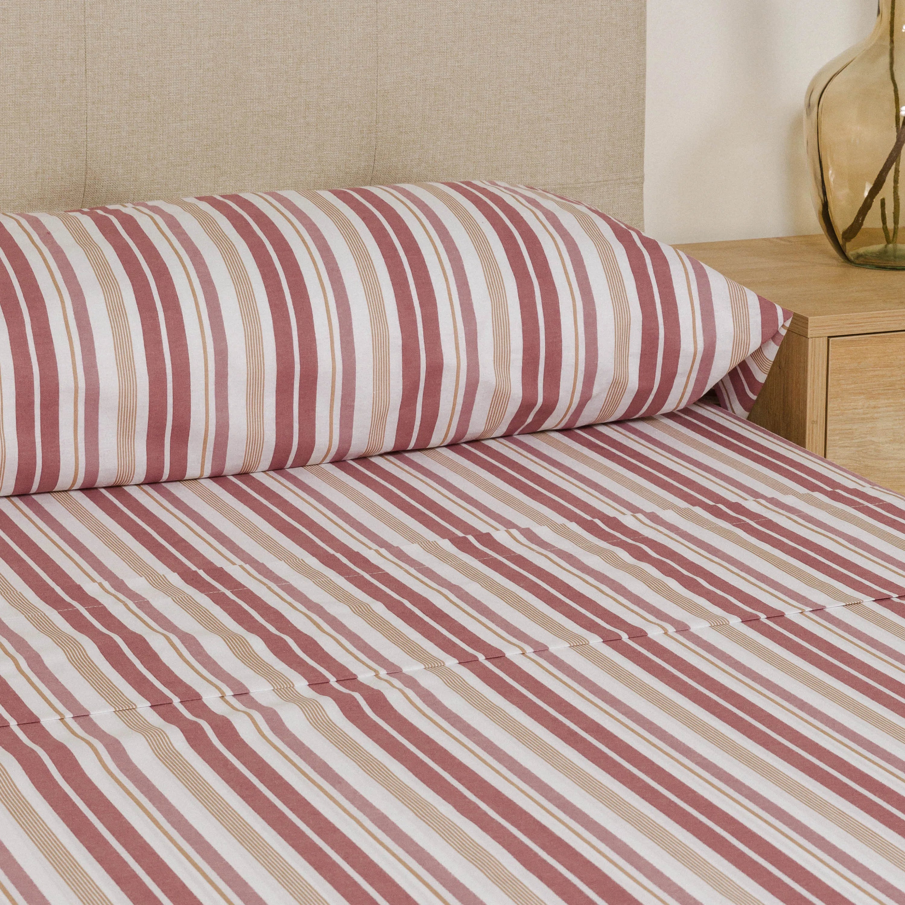 Jogo de lençóis algodão percal Raya Calendula marsala