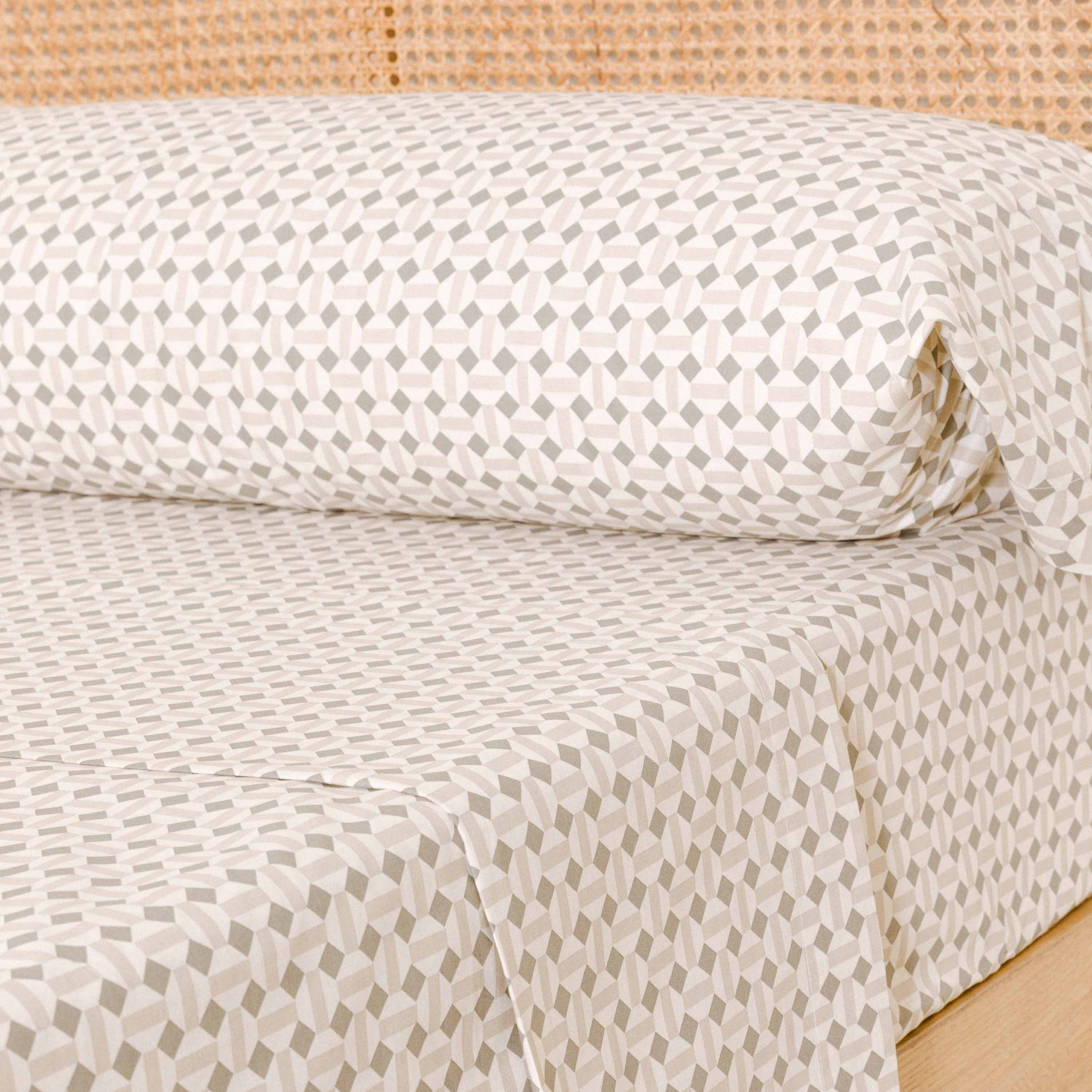 Jogo de lençóis Enrieta em algodão verde seco - cor taupe