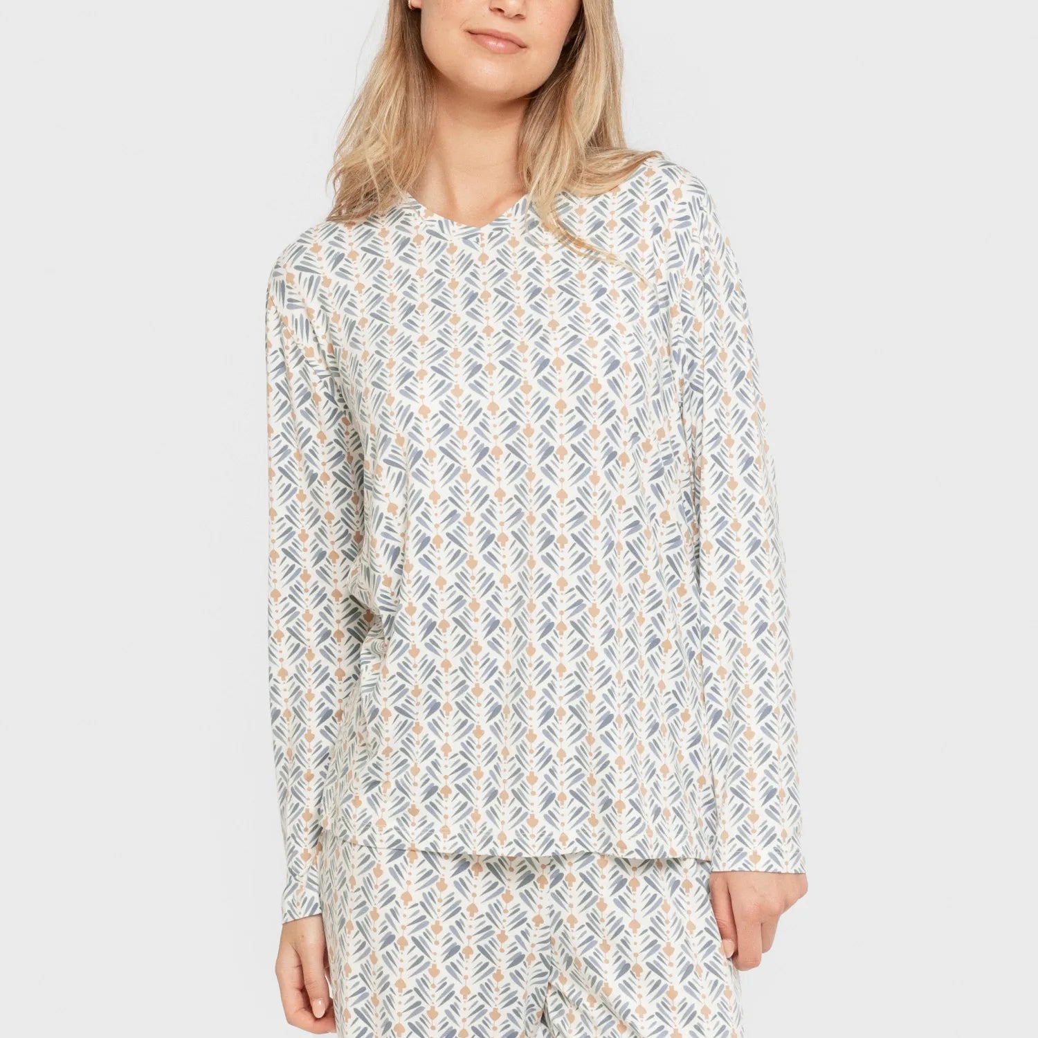 Pijama comprido feminino macio Eloina azul-turquesa