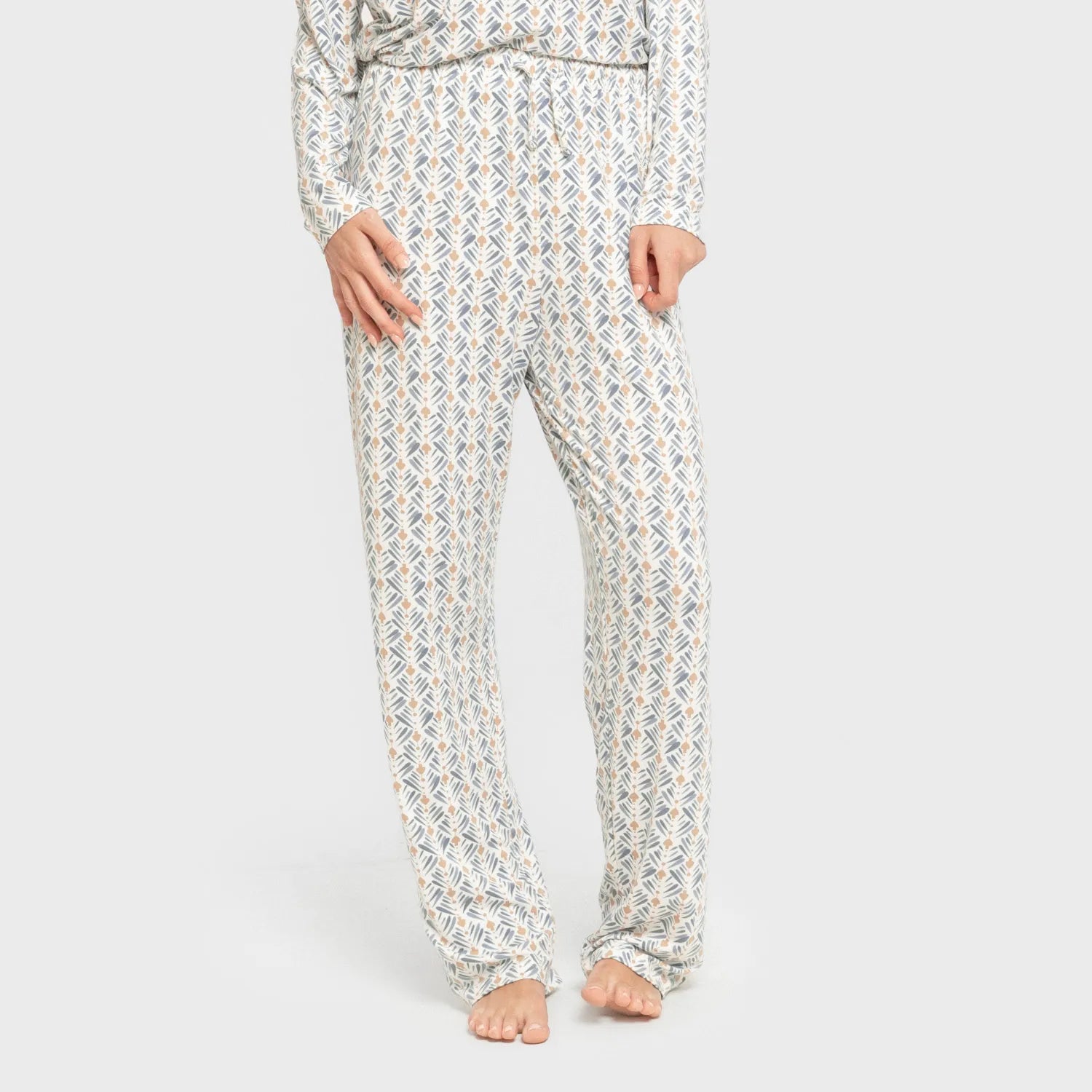 Pijama comprido feminino macio Eloina azul-turquesa