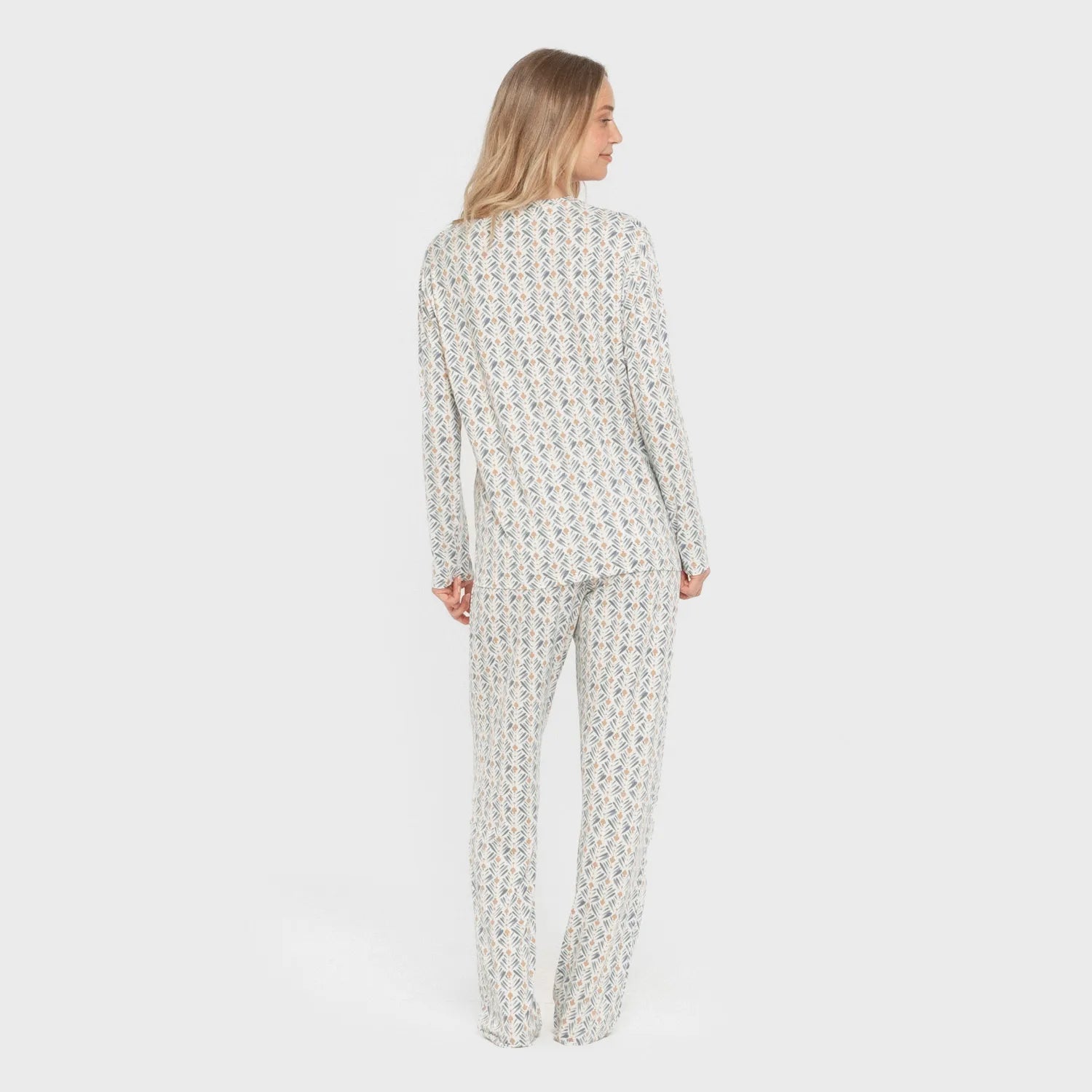 Pijama comprido feminino macio Eloina azul-turquesa