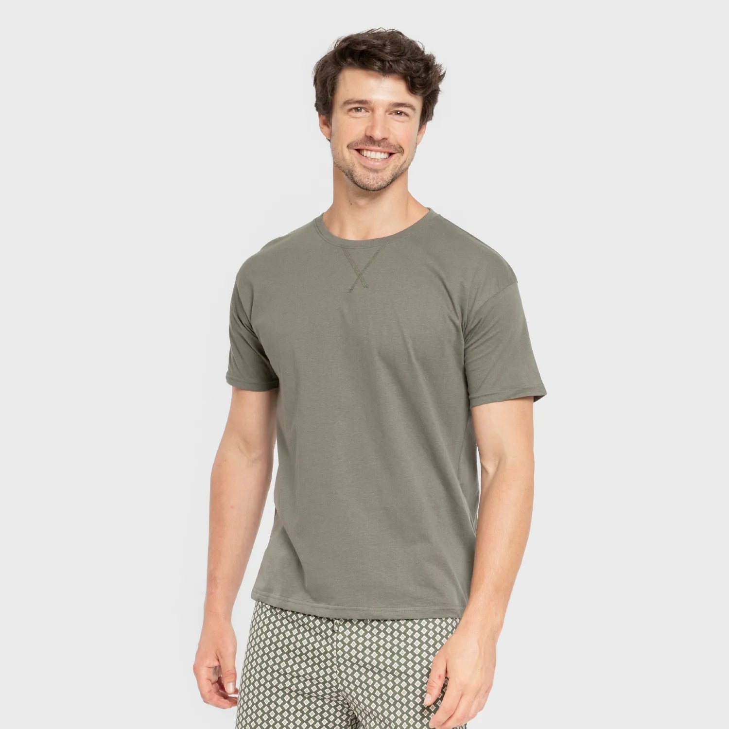 Pijama corto algodón hombre Sassy verde cacería