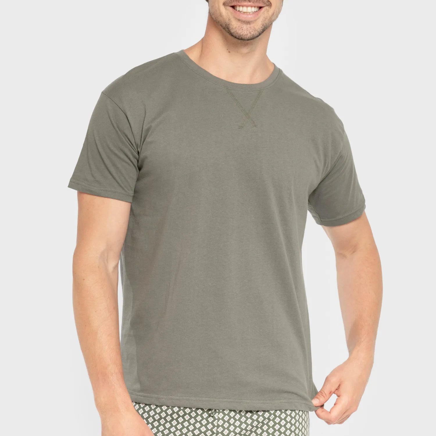 Pijama corto algodón hombre Sassy verde cacería