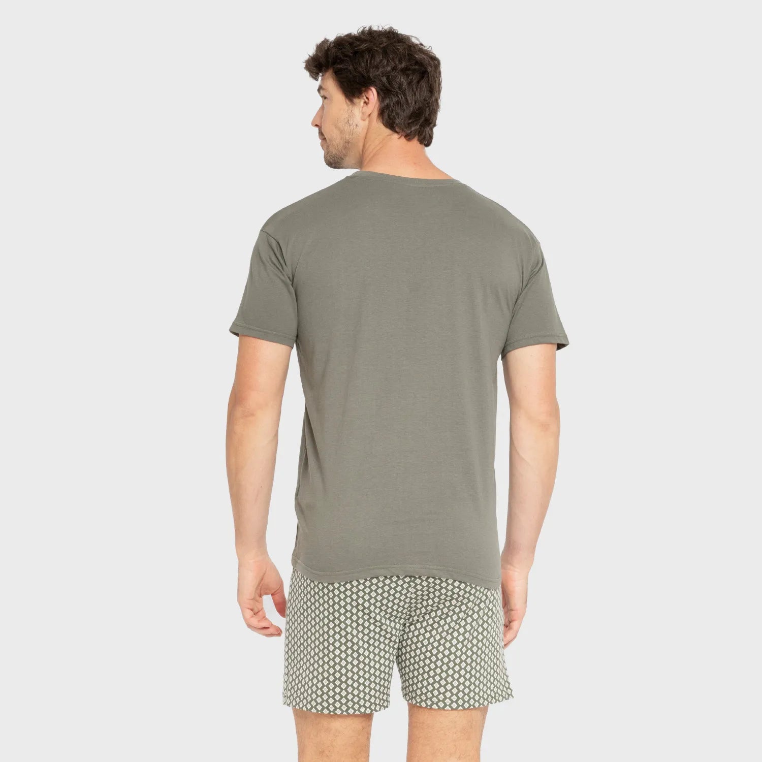 Pijama corto algodón hombre Sassy verde cacería