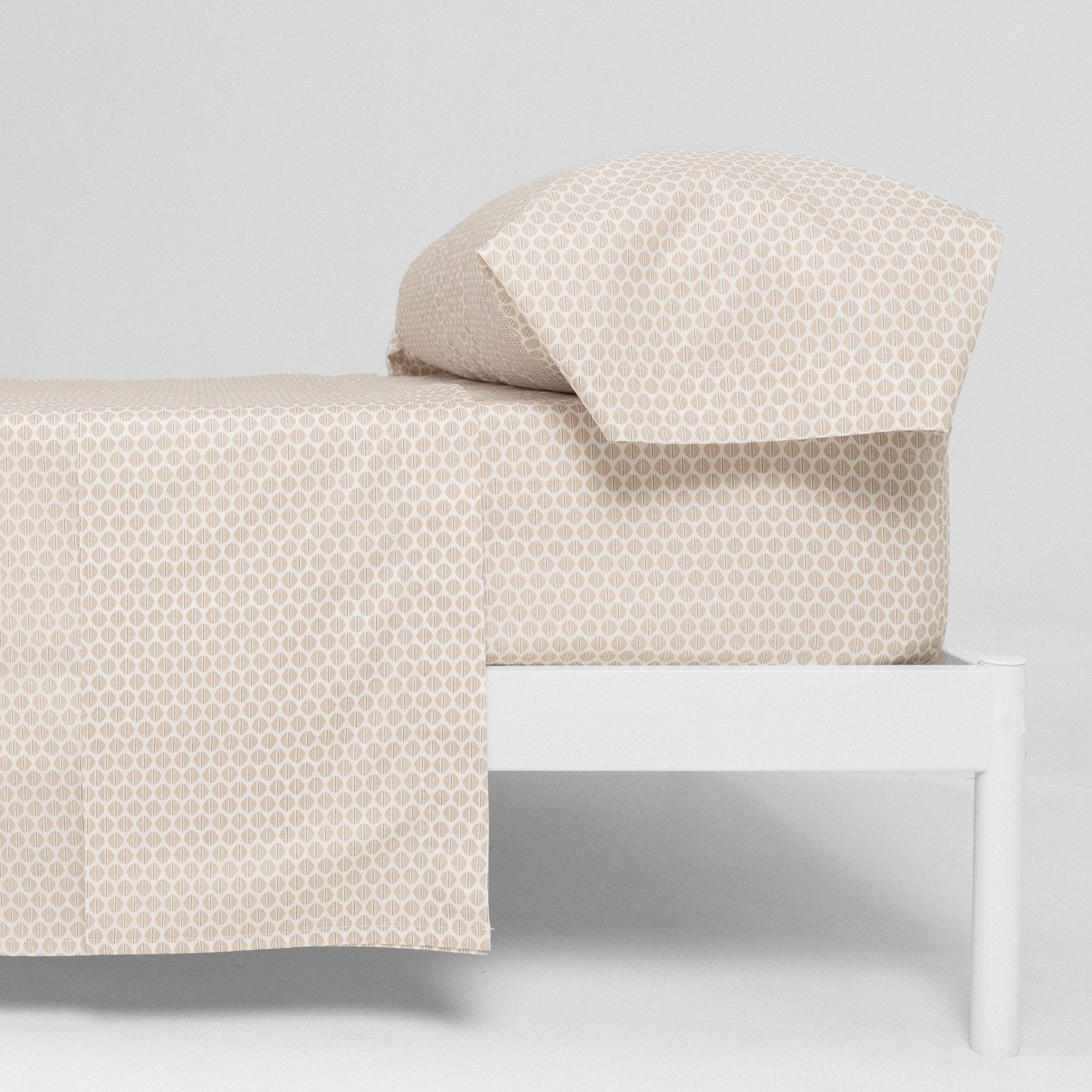 Conjunto de lençóis de algodão percal cor taupe duna