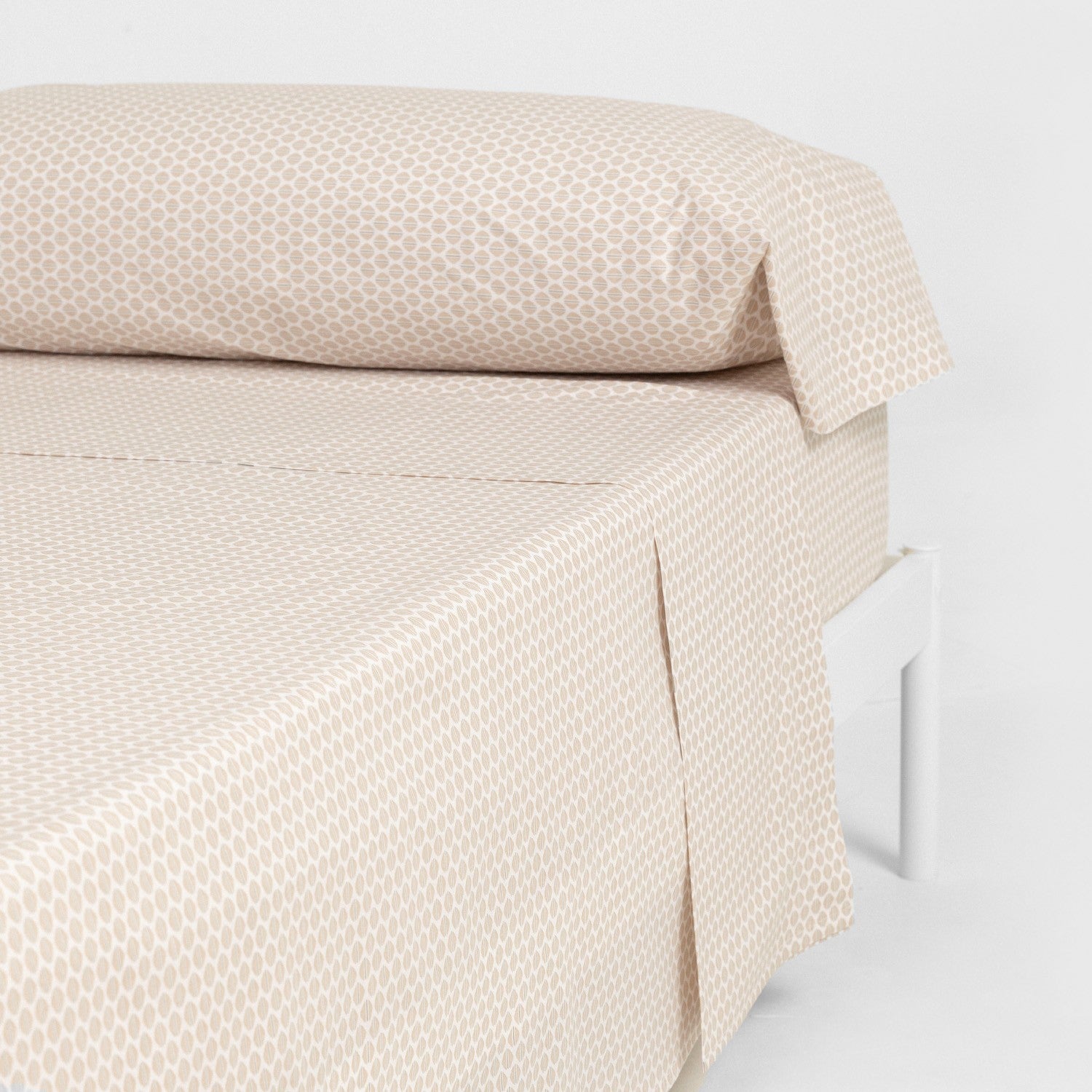 Conjunto de lençóis de algodão percal cor taupe duna