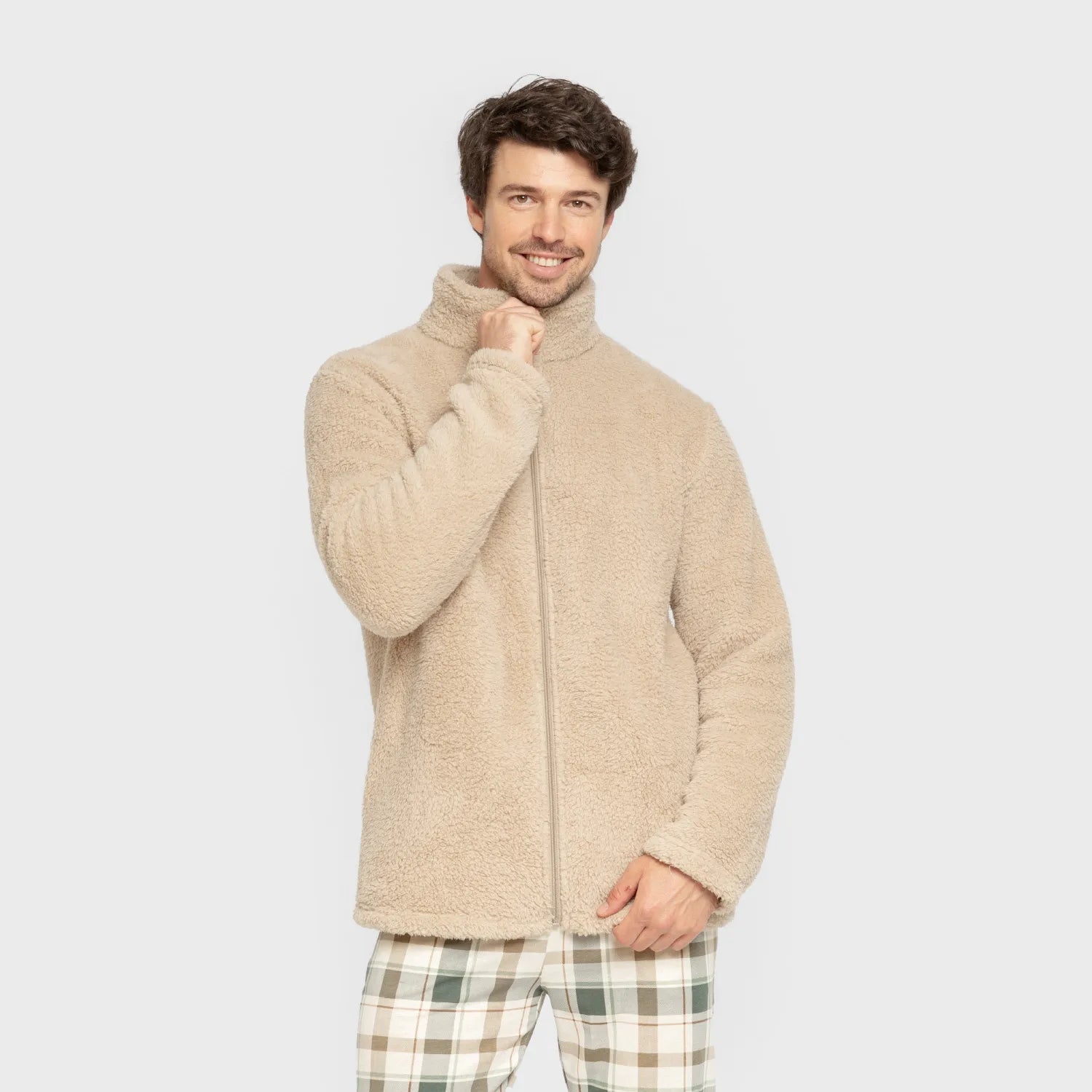 Moletom masculino liso de sherpa