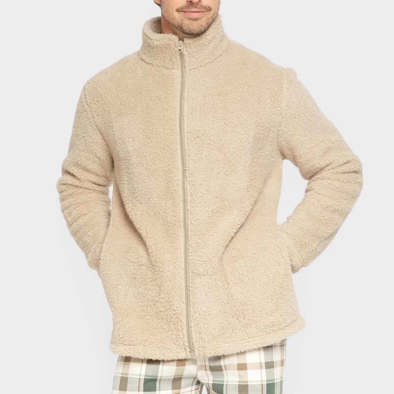 Moletom masculino liso de sherpa