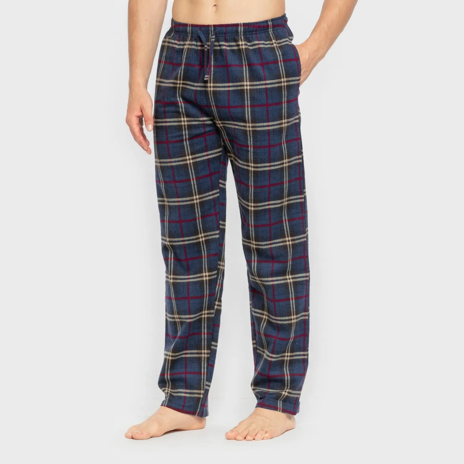Pijama masculino de flanela, xadrez bordô Tejada