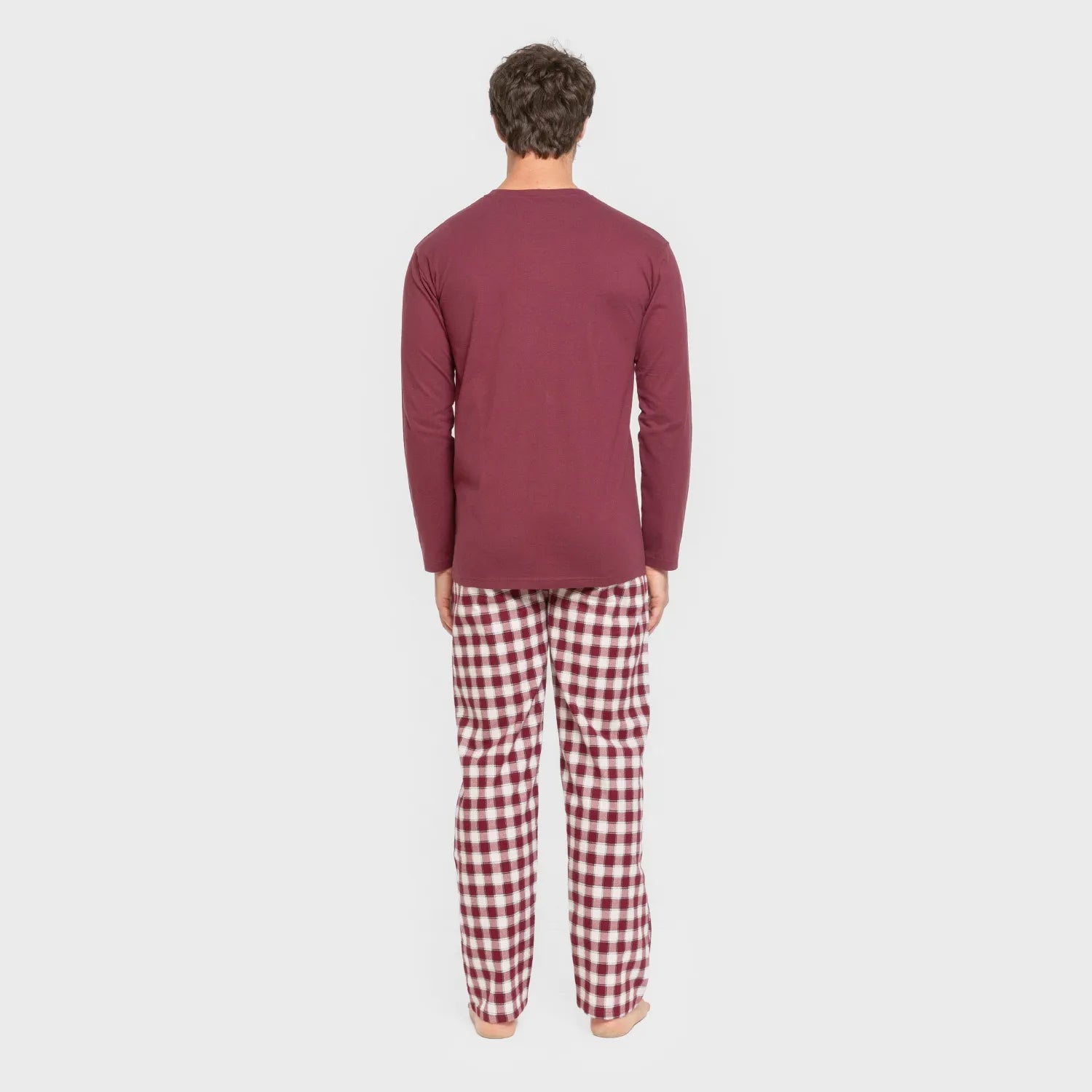 Pijama masculino de flanela, estampa Gustavo bordô