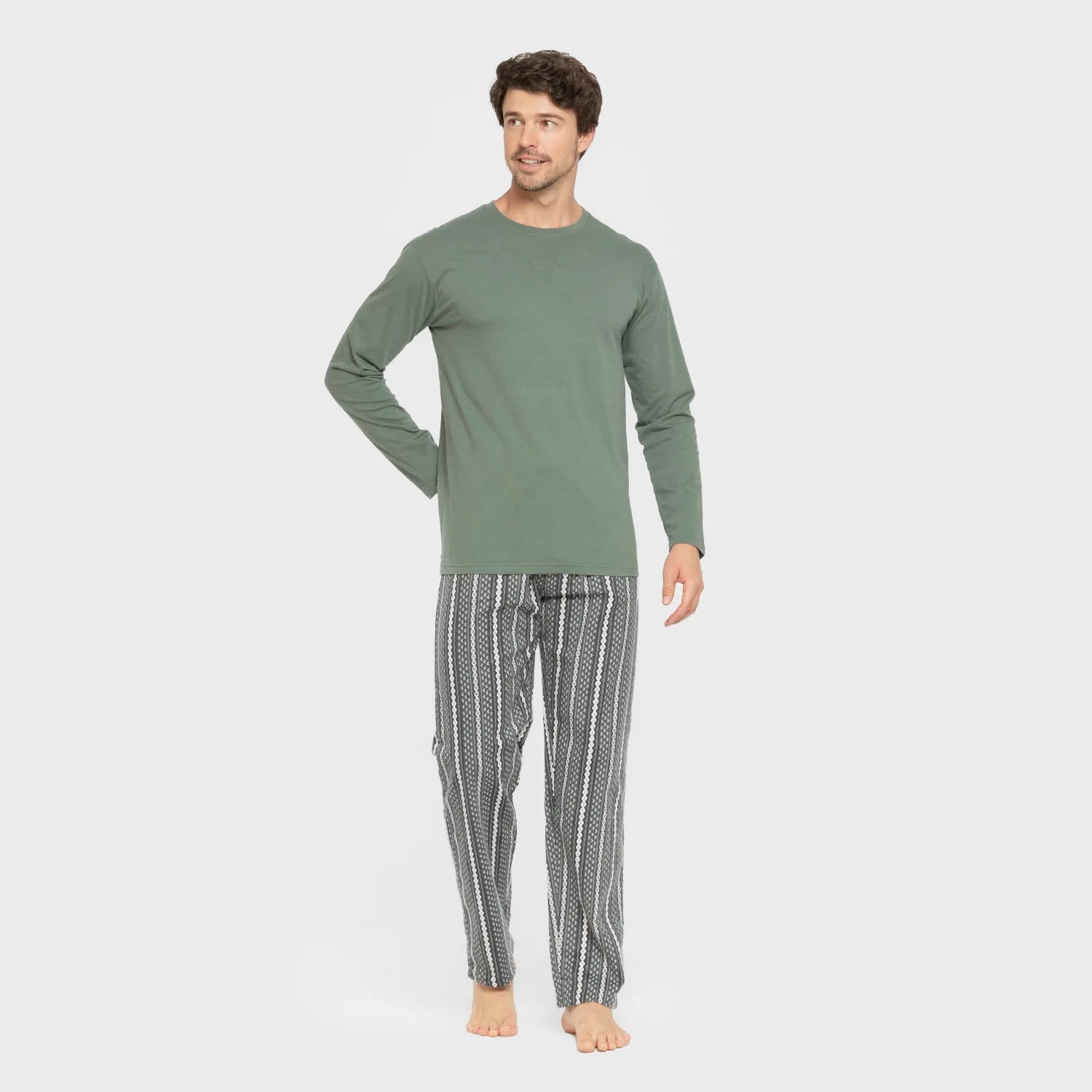 Pijama Cronos masculino de flanela verde