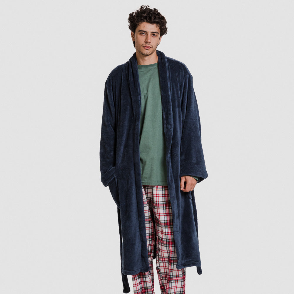 robe masculino liso azul marinho coral