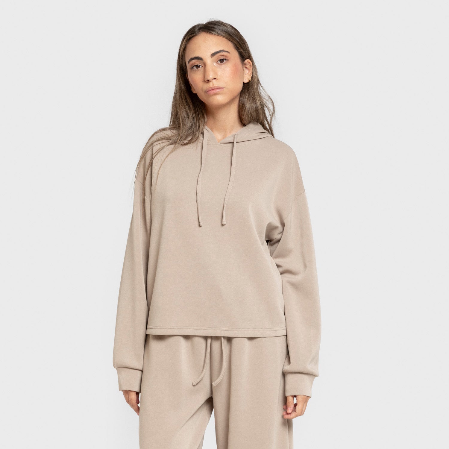 Moletom feminino bege estilo modal