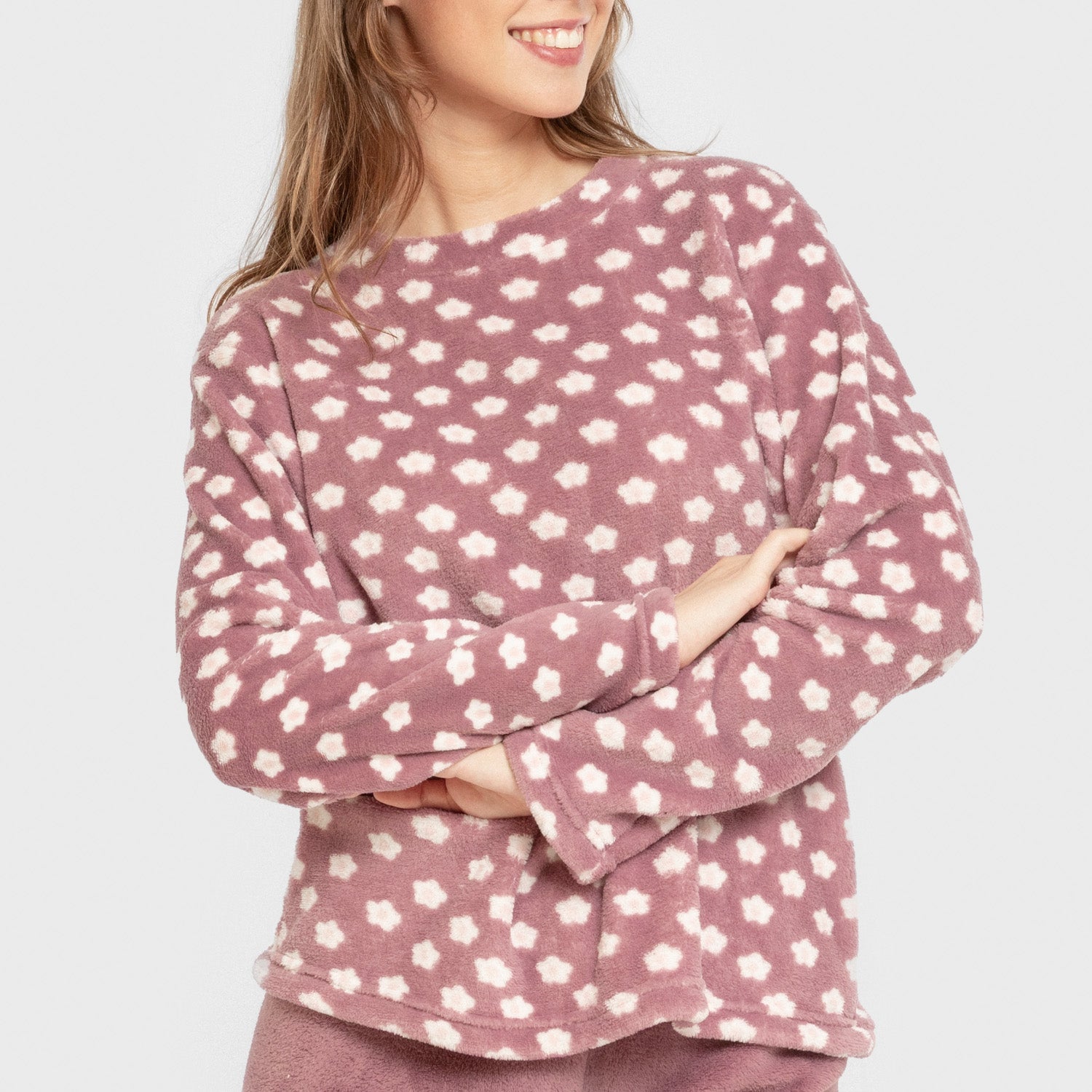 Pijama de lã coral Berta Aubergine