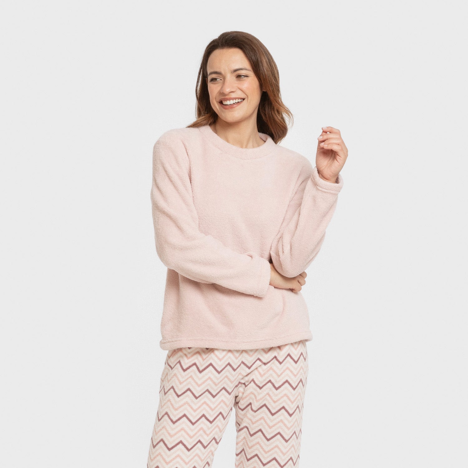 Conjunto de pijama coral, rosa bebê