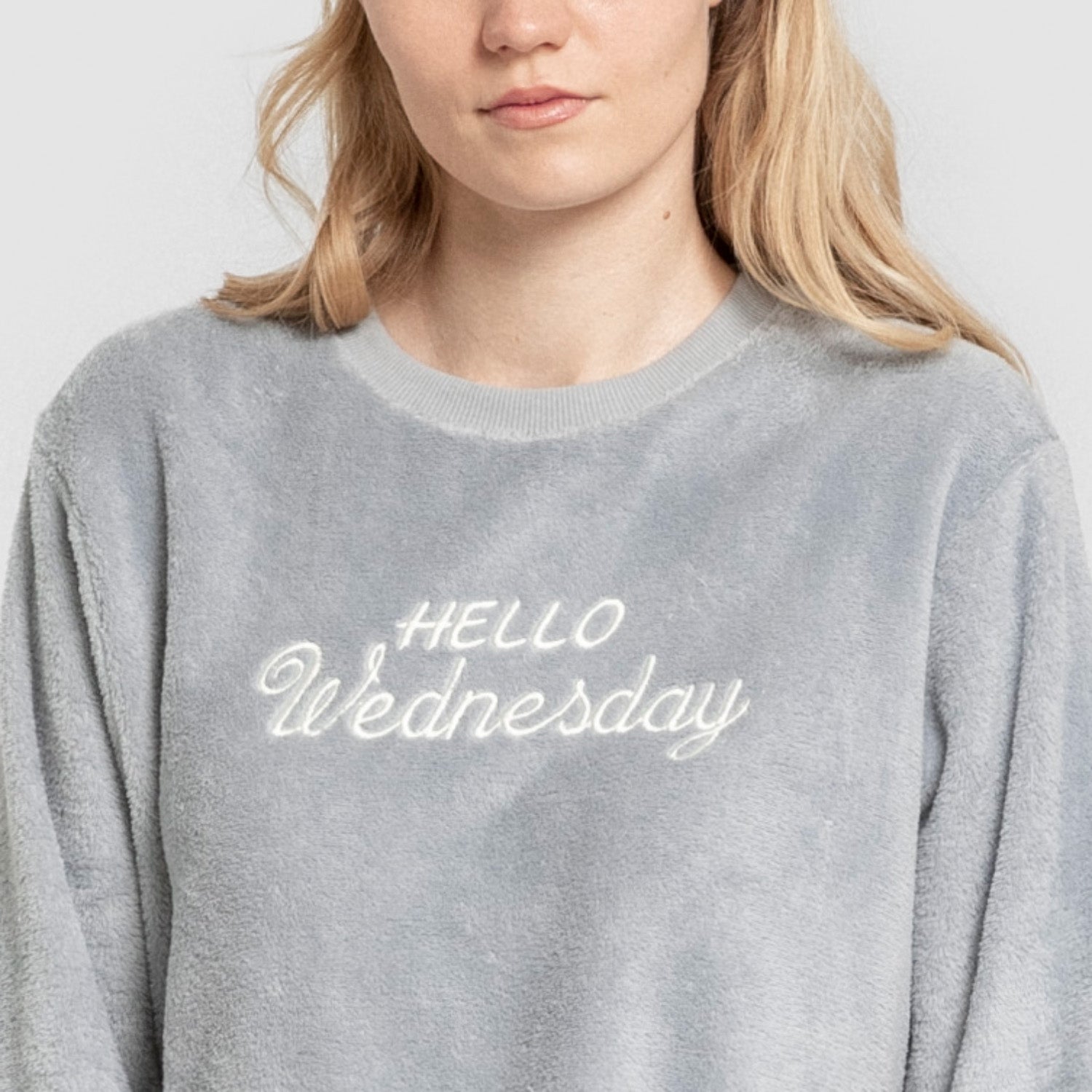 Pijama feminino com punho coral Hello Wednesday Indigo