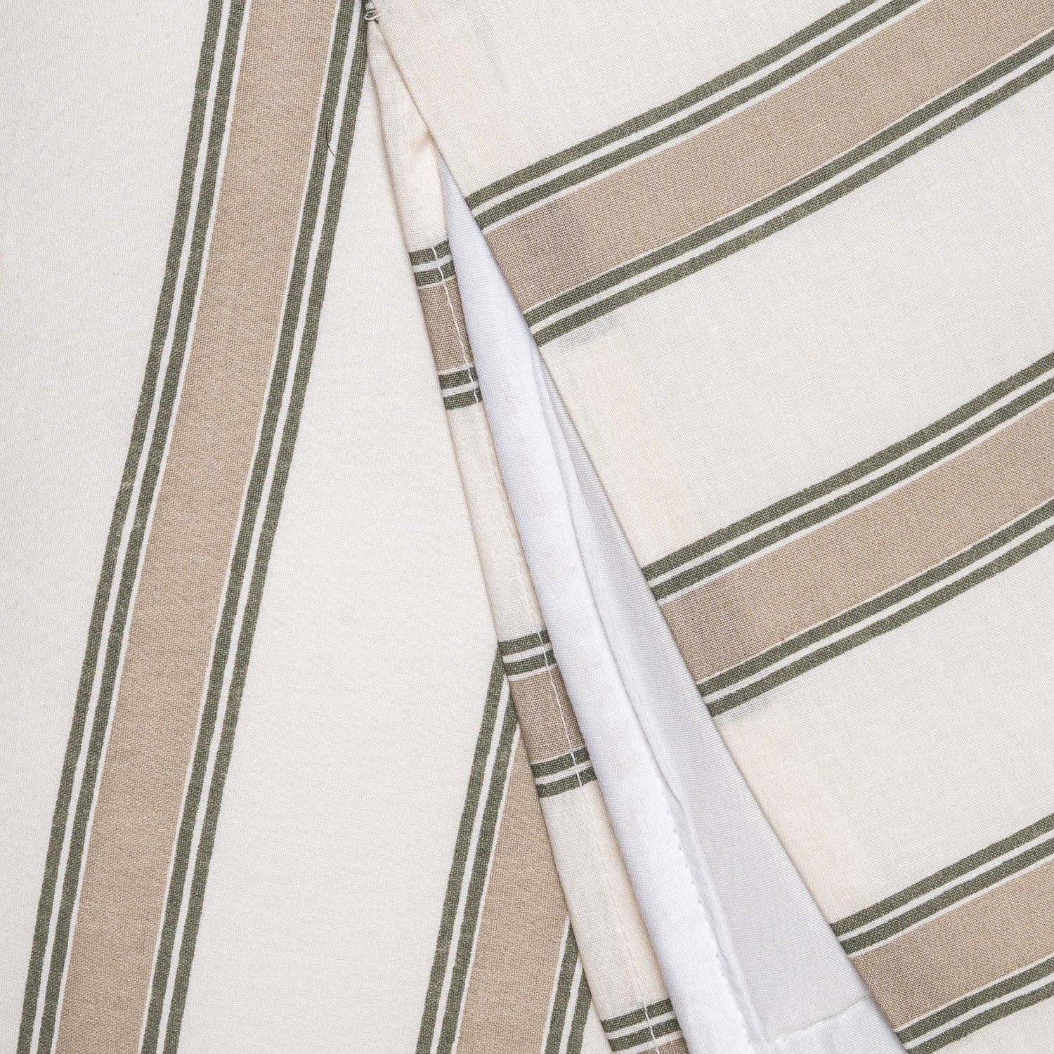 Funda nórdica algodón Raya Sitges verde seco - topo