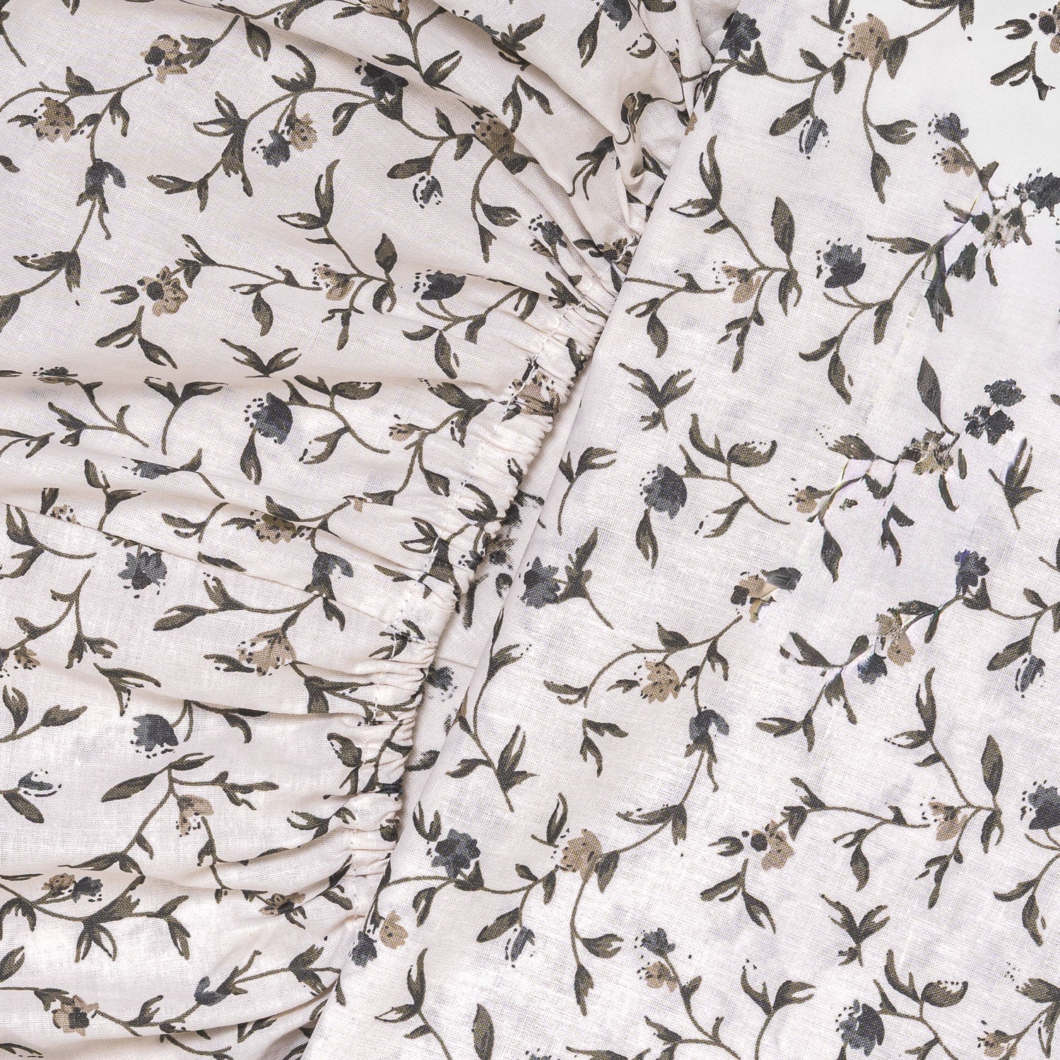 Juego de sábanas algodón Triana verde seco - azul keike - topo